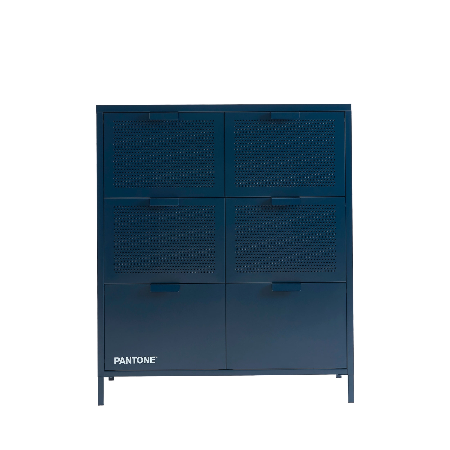 Nino - Commode 6 tiroirs en métal PANTONE L90cm - Bleu nuit