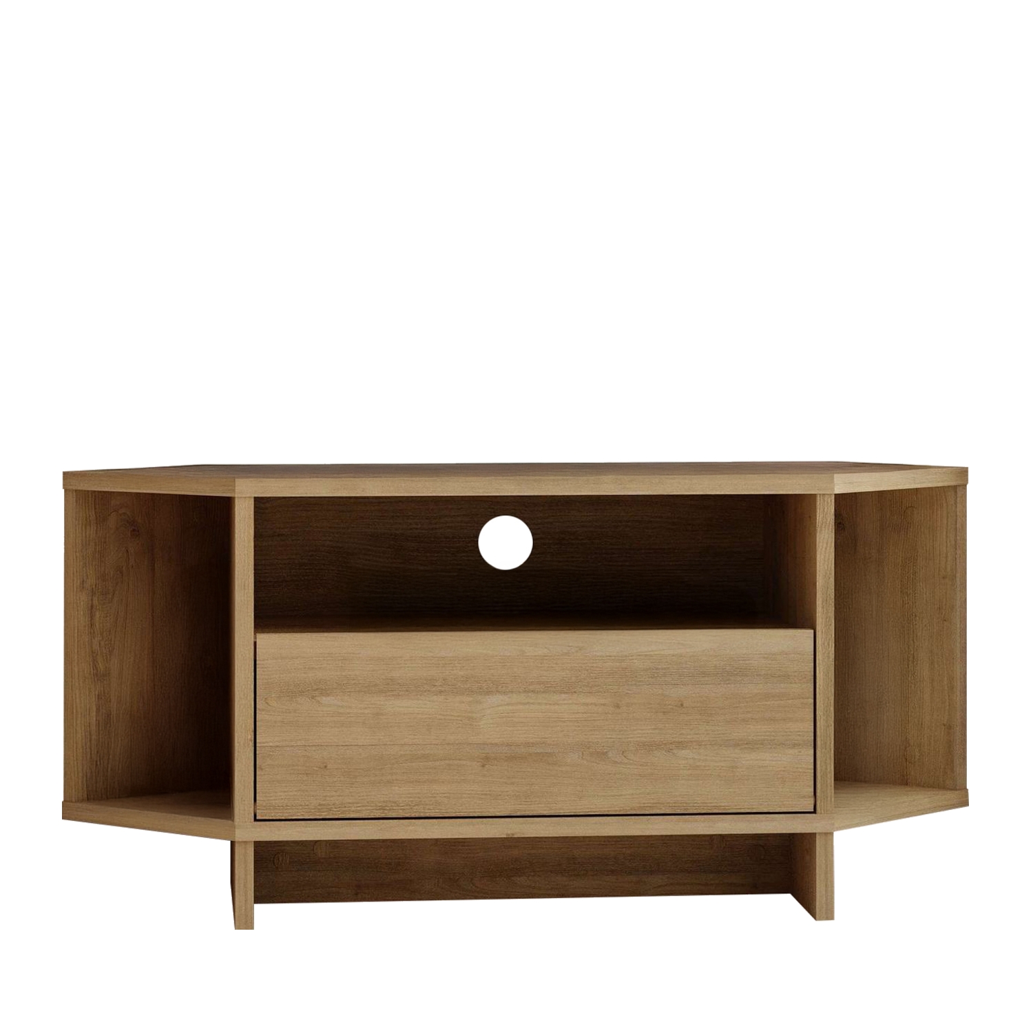 Cano - Meuble TV d'angle 1 porte en bois L95,7cm - Bois clair