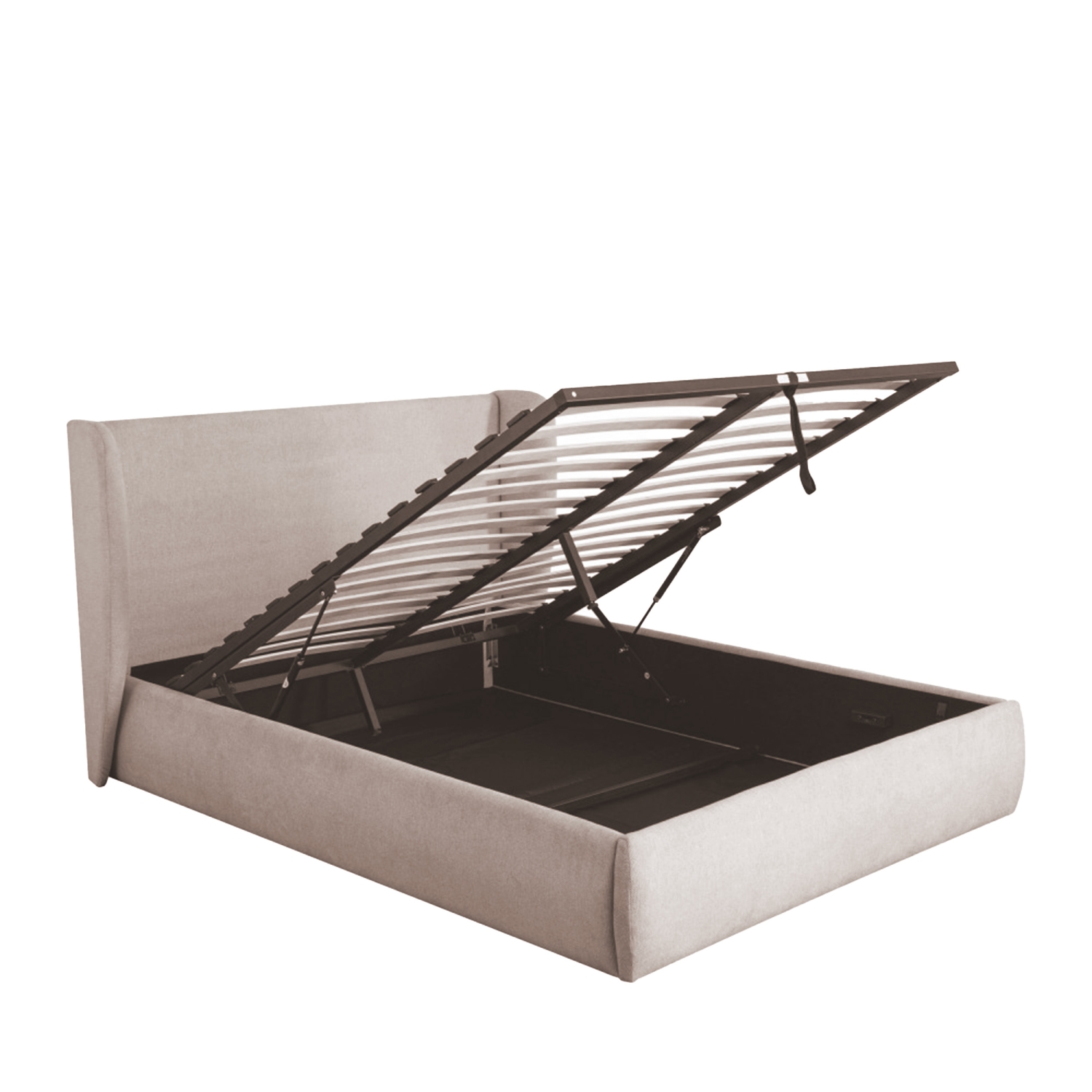 Cali - Lit coffre en tissu 160x200cm - Écru