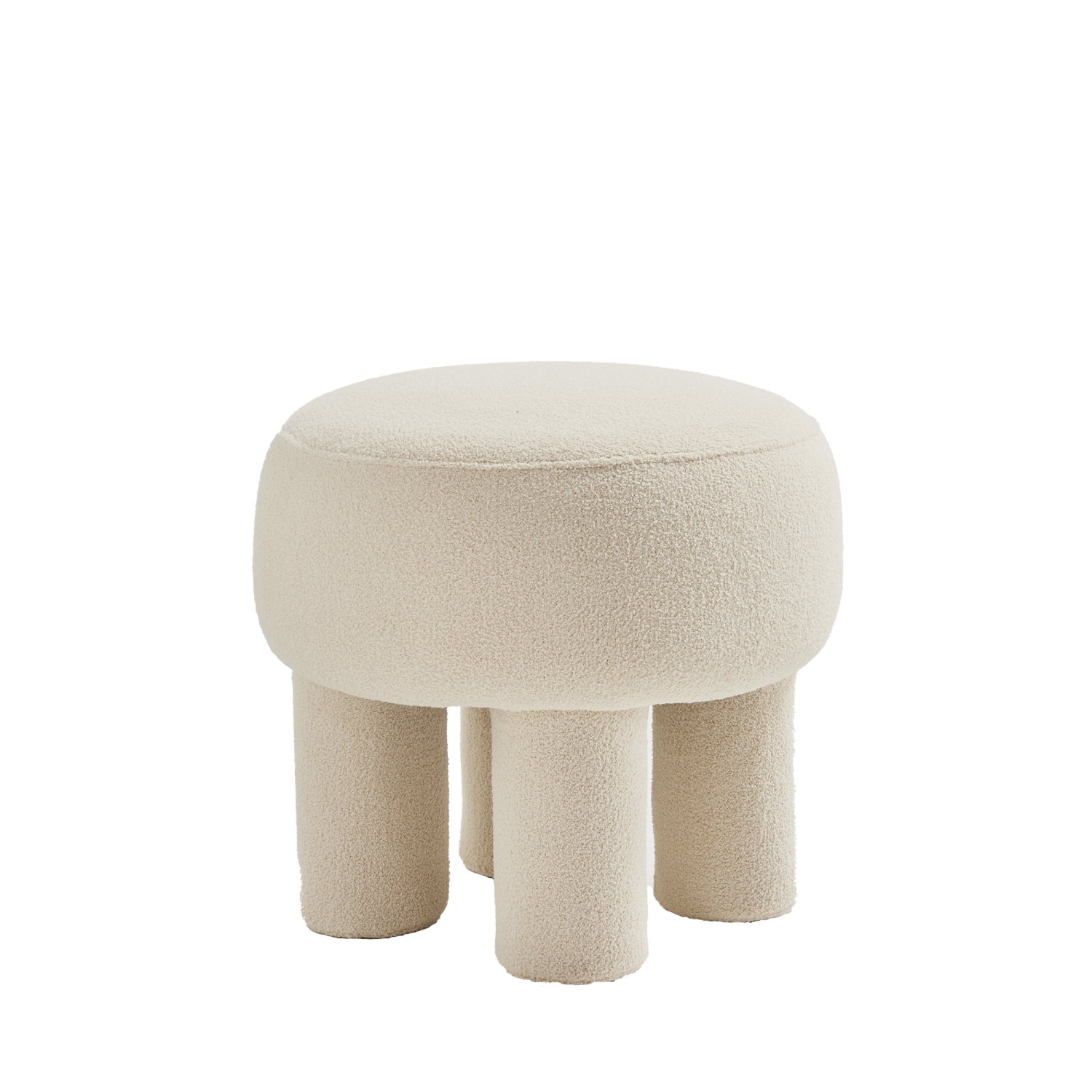 Bloomi - Tabouret rond en tissu bouclette ø43cm - Crème