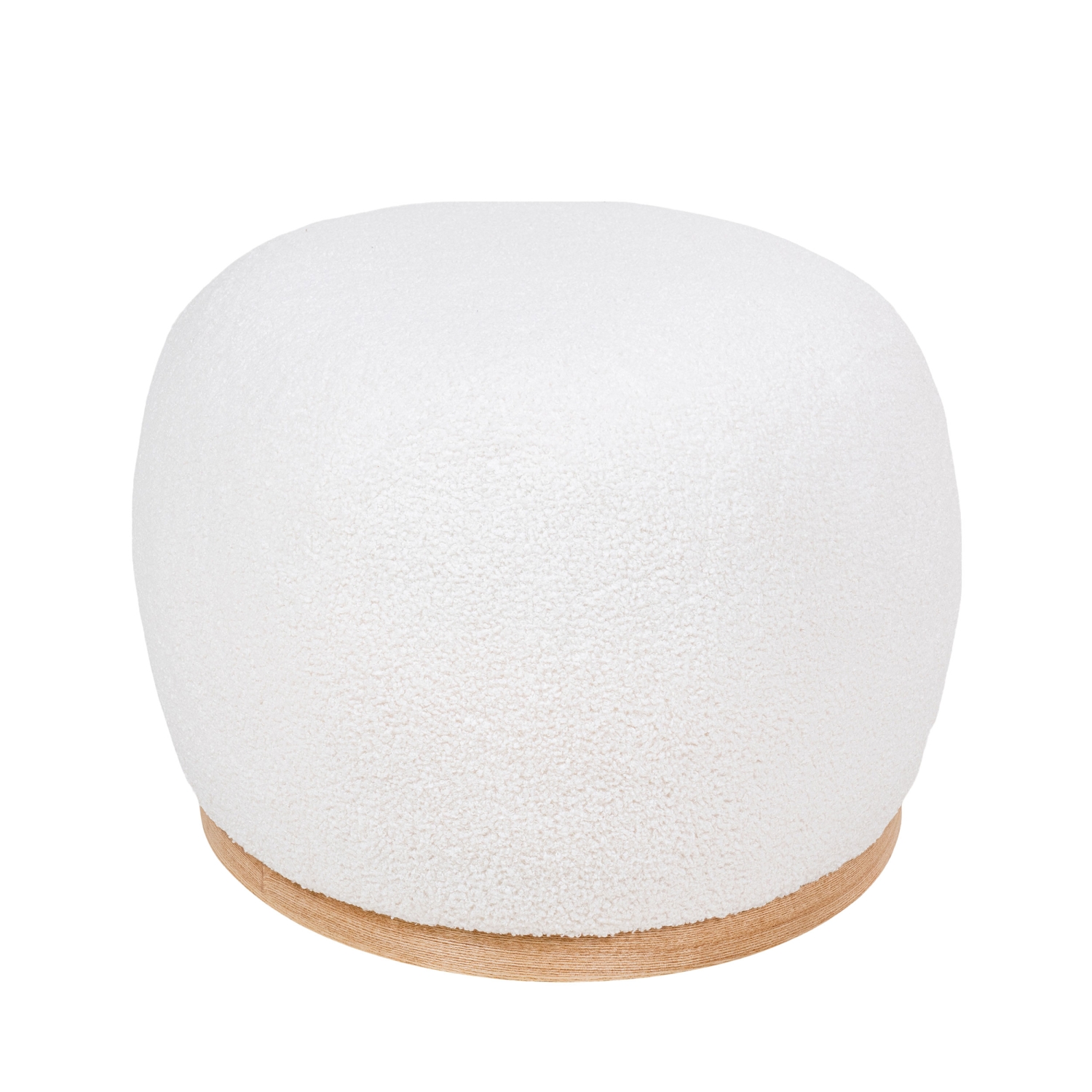 Manhattan - Pouf ovale en tissu bouclette - Couleur : Blanc