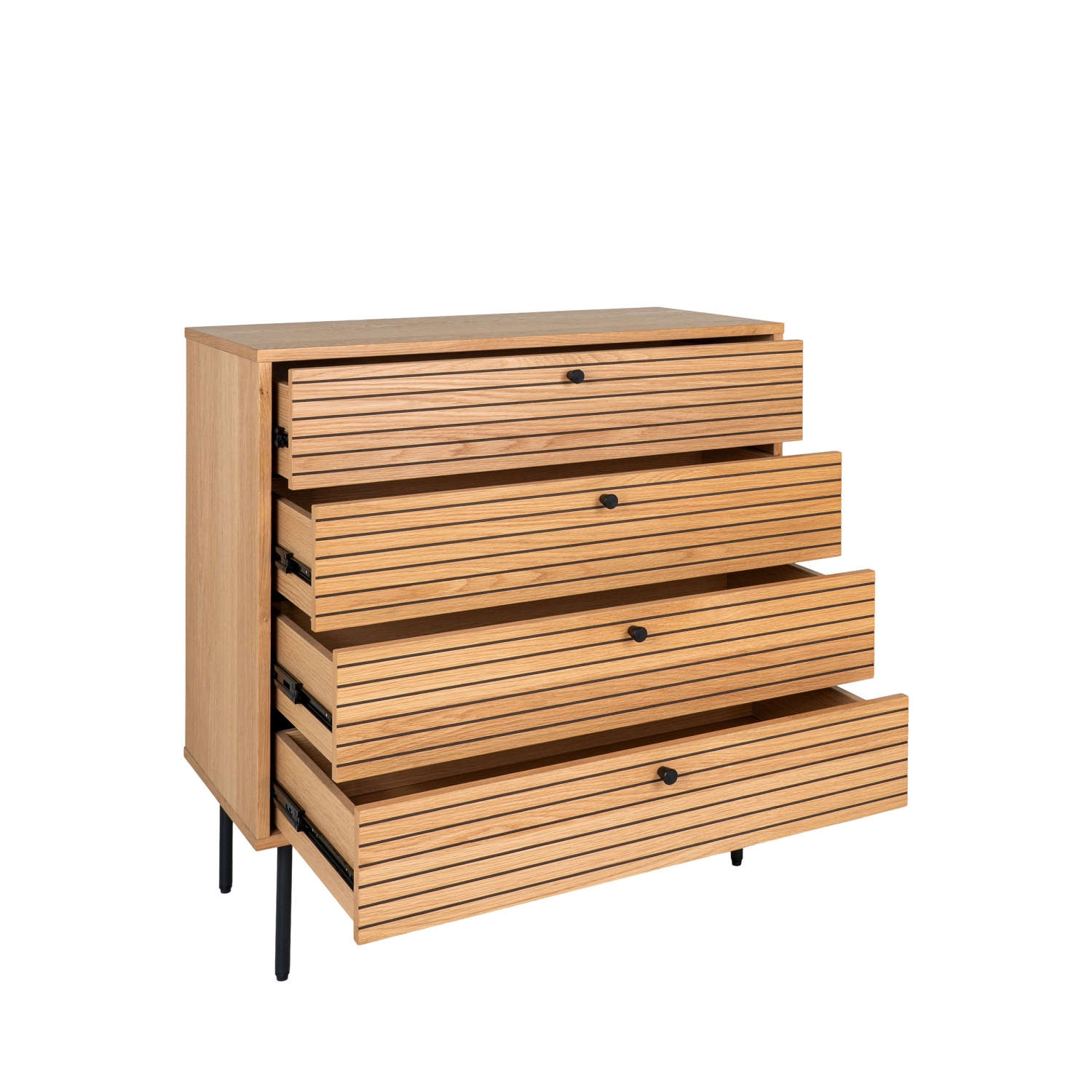 Kyoto - Commode 4 tiroirs en bois L80cm - Couleur : Bois clair