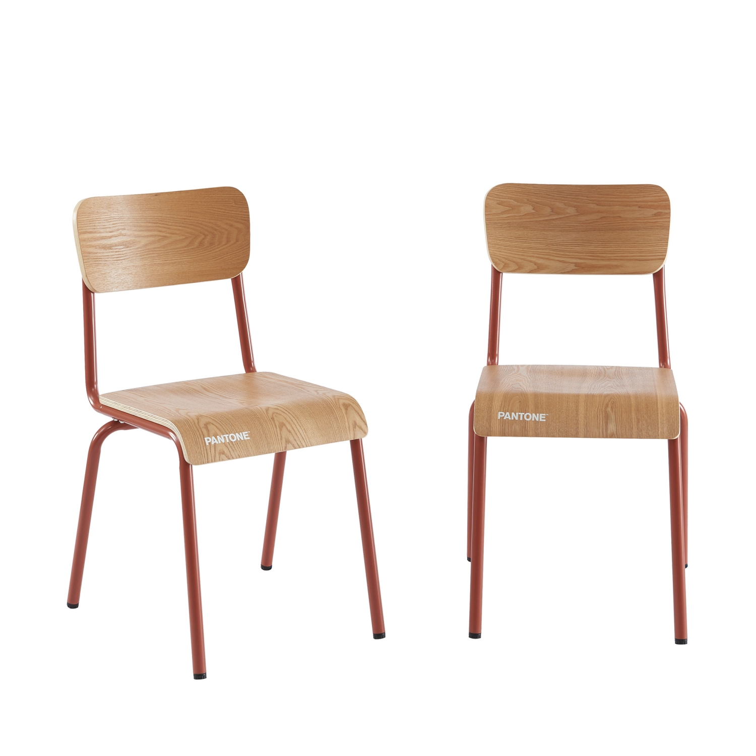 Nino - Lot de 2 chaises en bois et métal PANTONE - Terracotta