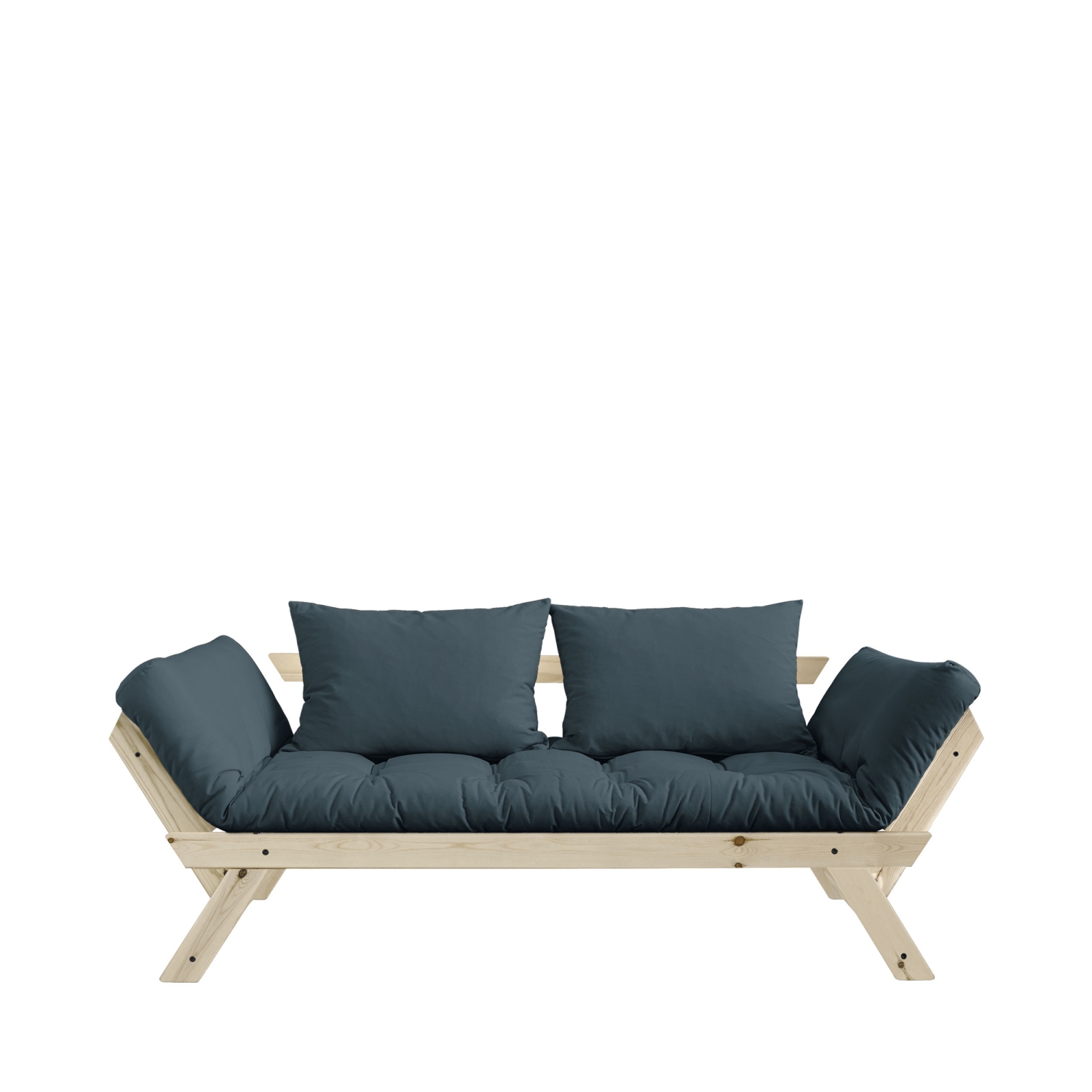 Bebop - Canapé en bois naturel et tissu - Bleu pétrole