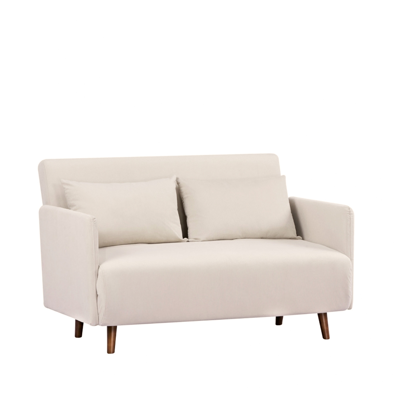 Belushi - Canapé convertible 2 places en velours côtelé L120cm - Beige