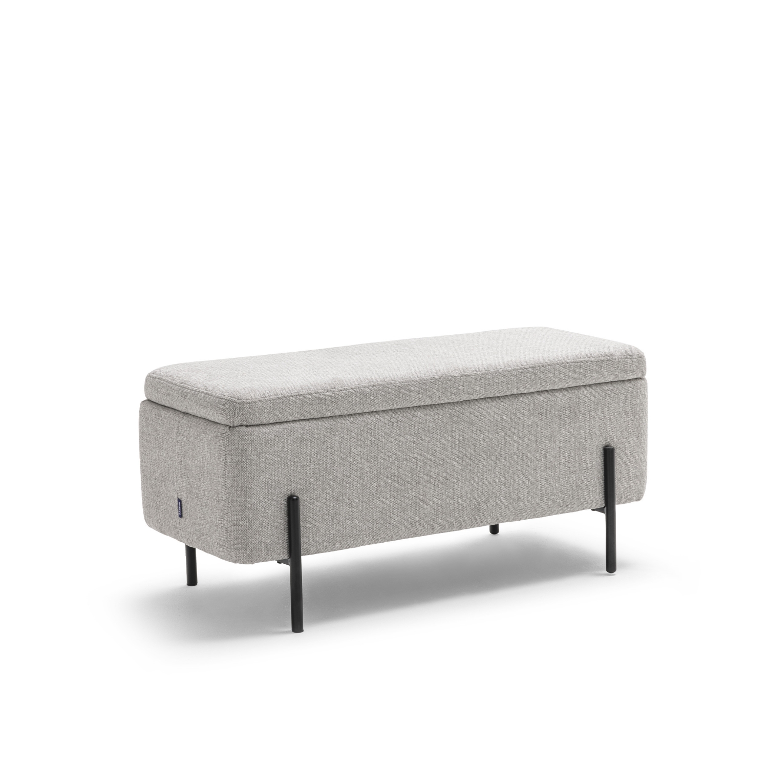 Kos - Banc coffre en tissu et métal L100cm - Gris clair