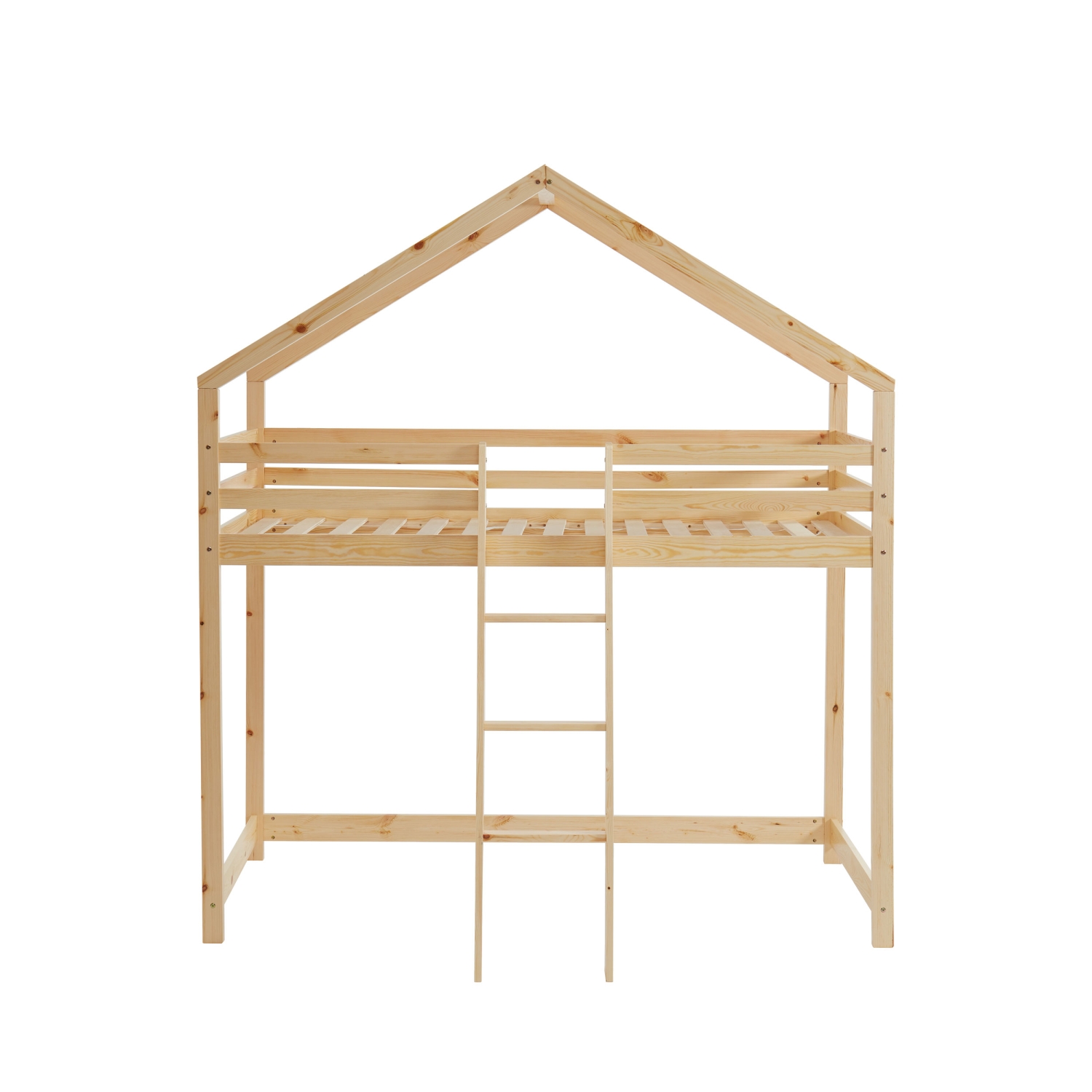 Kaba - Lit en mezzanine enfant en bois 90x190cm - Bois clair
