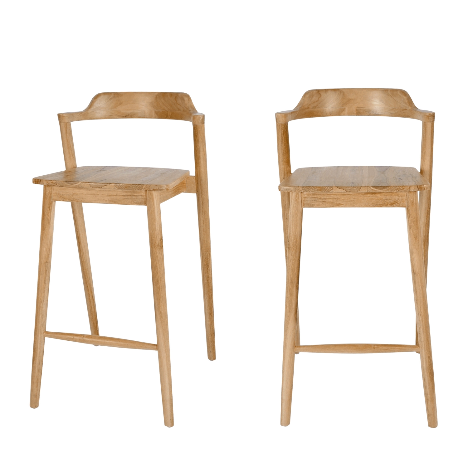 Joko - Lot de 2 chaises de bar en teck H75cm - Bois