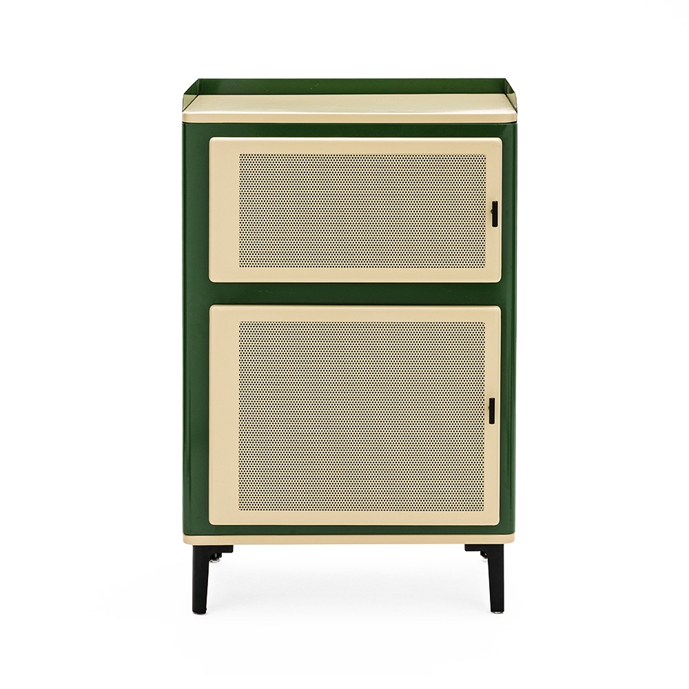 Vintagio - Petit meuble de rangement 2 portes en métal H94cm - Vert