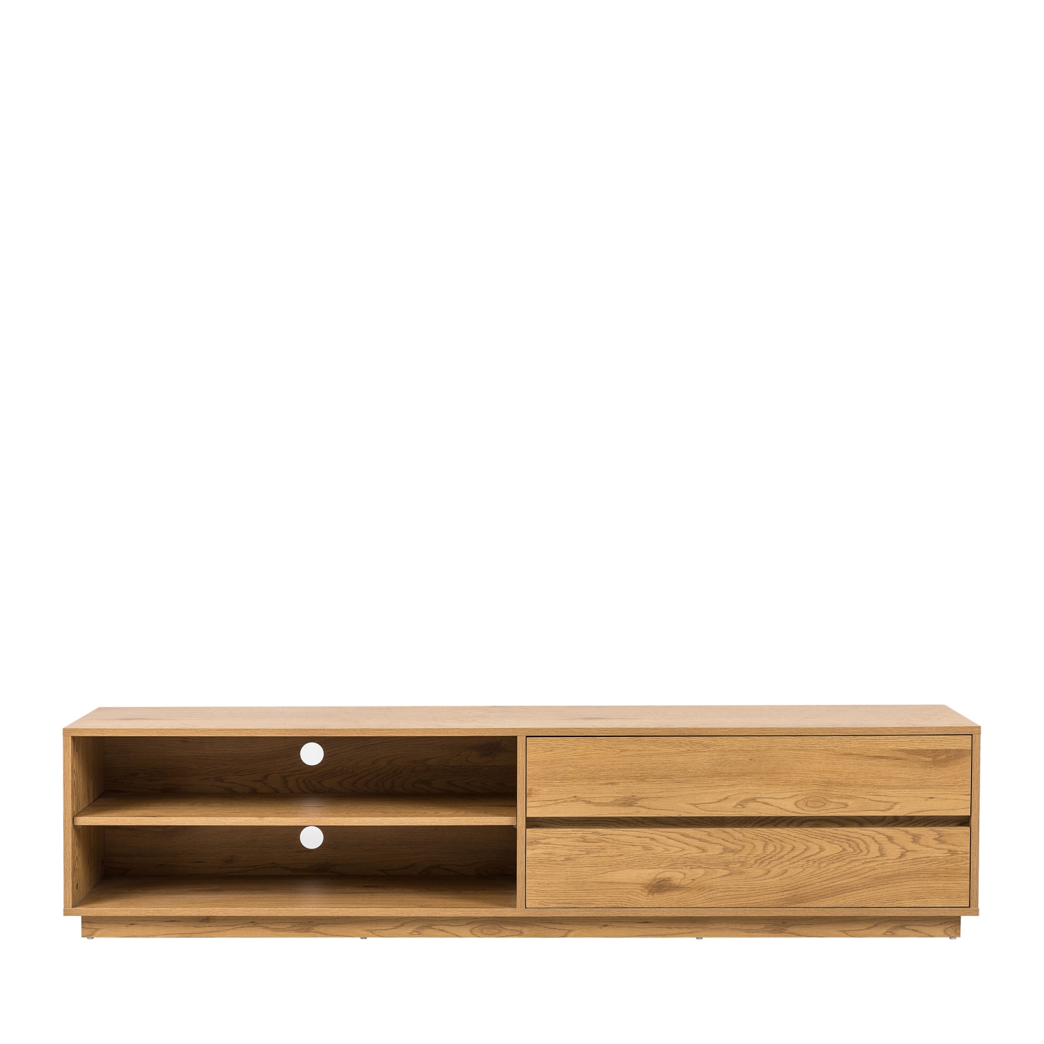 Since - Meuble tv 2 tiroirs, 2 niches en bois L180cm - Bois clair