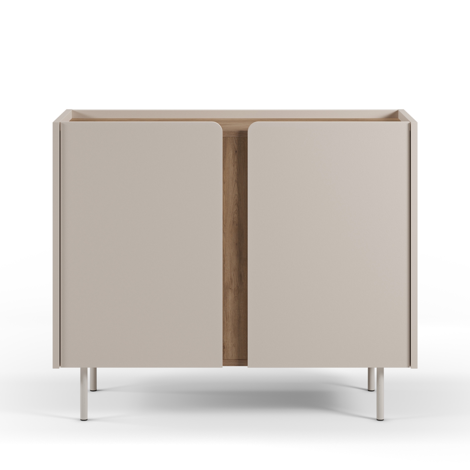 Boxy - Buffet 2 portes en bois et métal L100cm - Beige