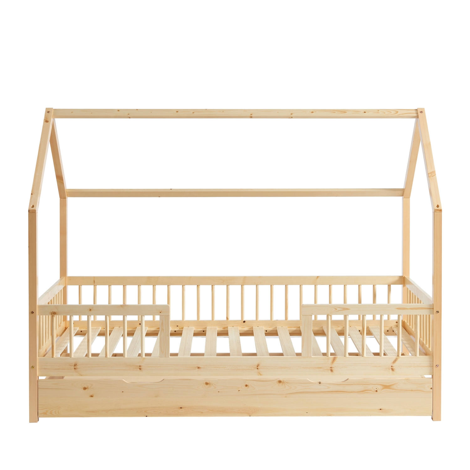 Kaba - Lit cabane enfant en bois 90x190cm - Bois clair