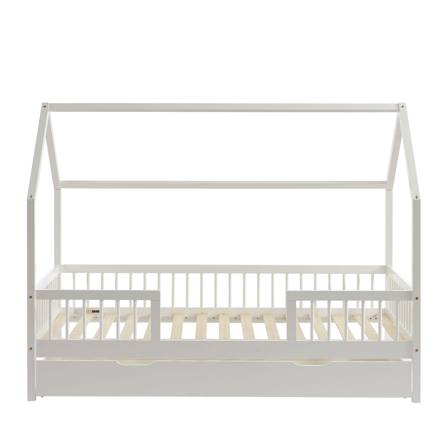 Kaba - Lit cabane enfant en bois 90x190cm - Blanc