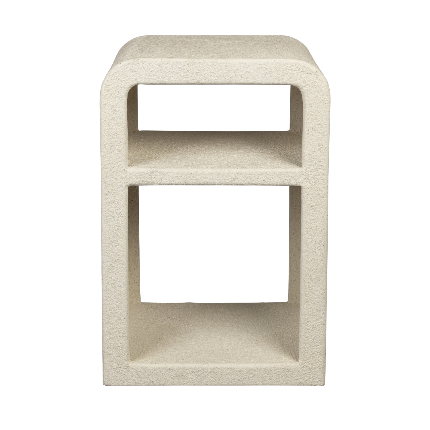 Veda - Table de chevet 2 niches finition marbre recyclé - Ecru