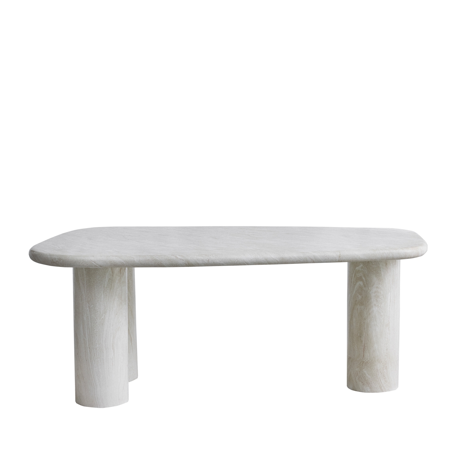 Rhodes - Table à manger 6 personnes en effet travertin - Beige