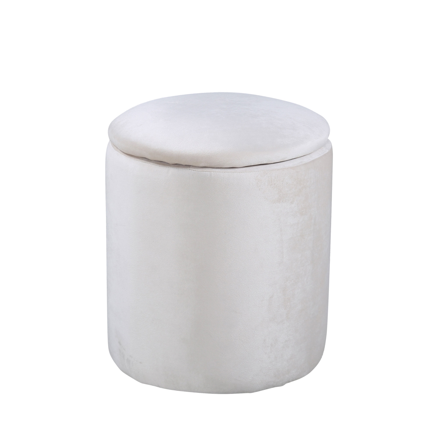 Limpen - Pouf coffre rond en velours ø32cm - Écru