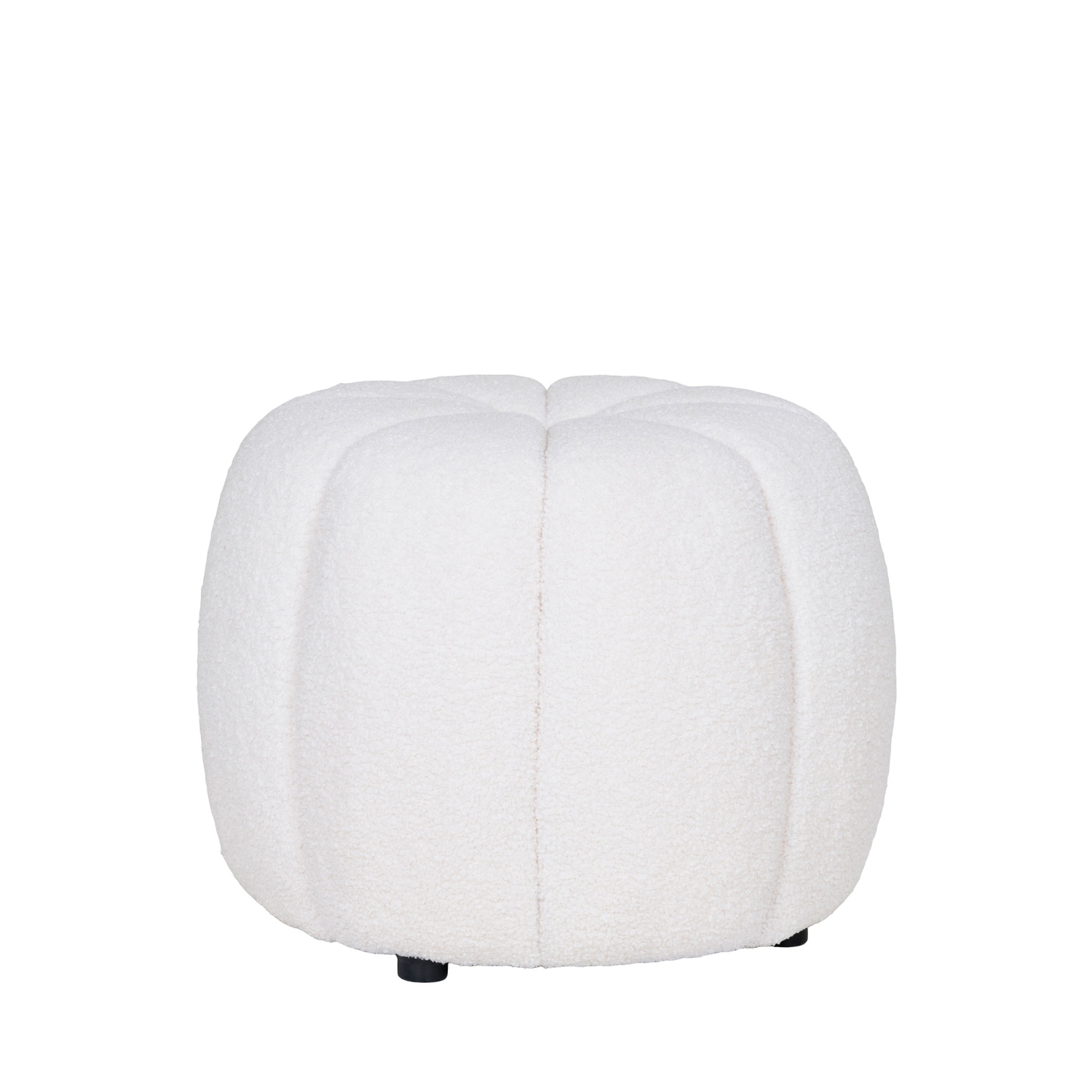 Paisley - Pouf rond en tissu bouclette ø48cm - Écru