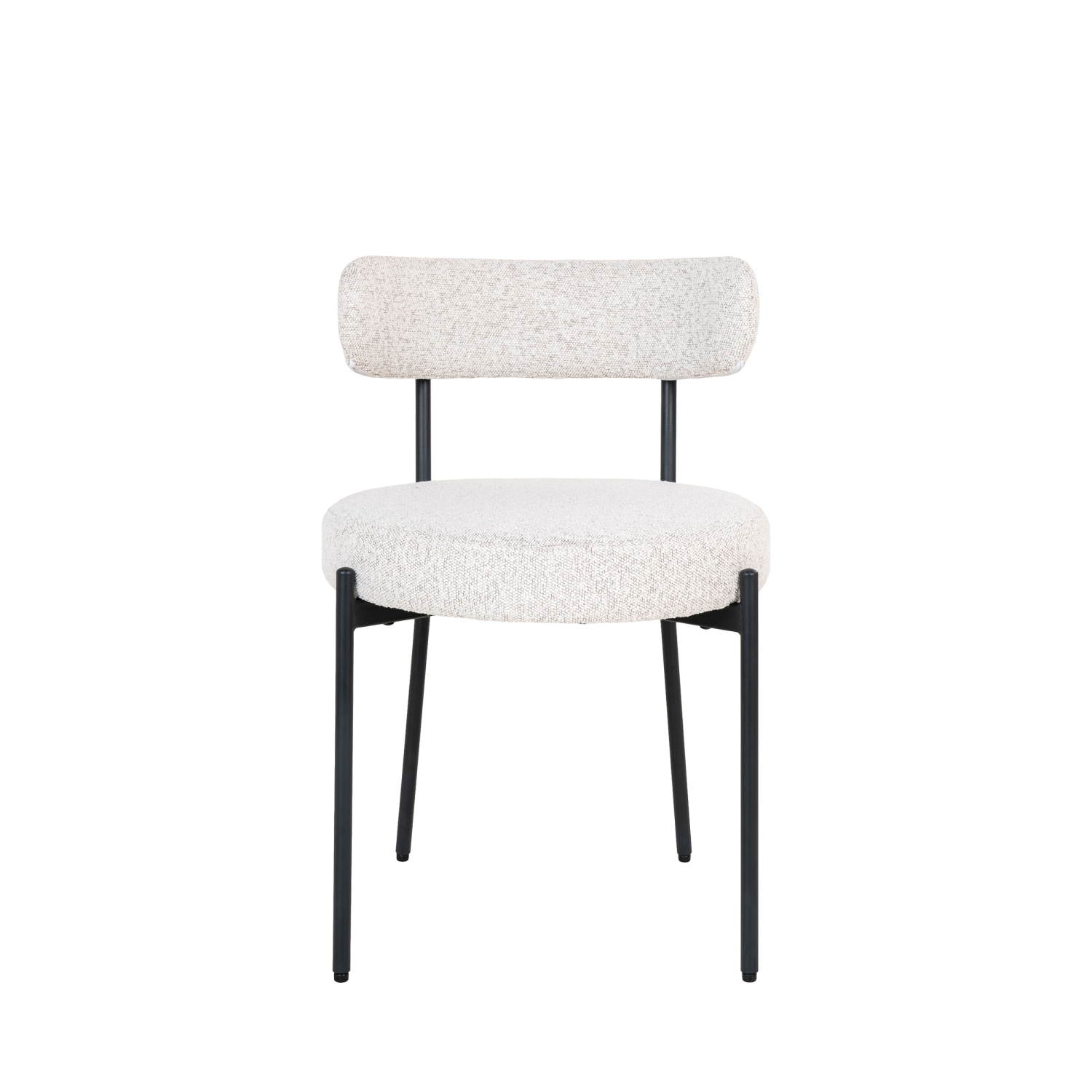 Badalona - Lot de 2 chaises en tissu bouclette et métal - Écru