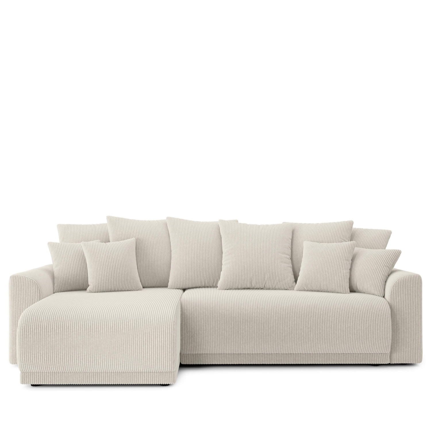 Chloé - Canapé d'angle réversible convertible 4 places en velours côtelé avec coffre - Beige