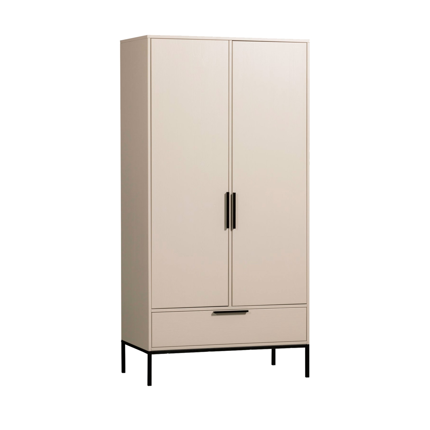 Adam - Armoire 2 portes 1 tiroir en bois - Beige