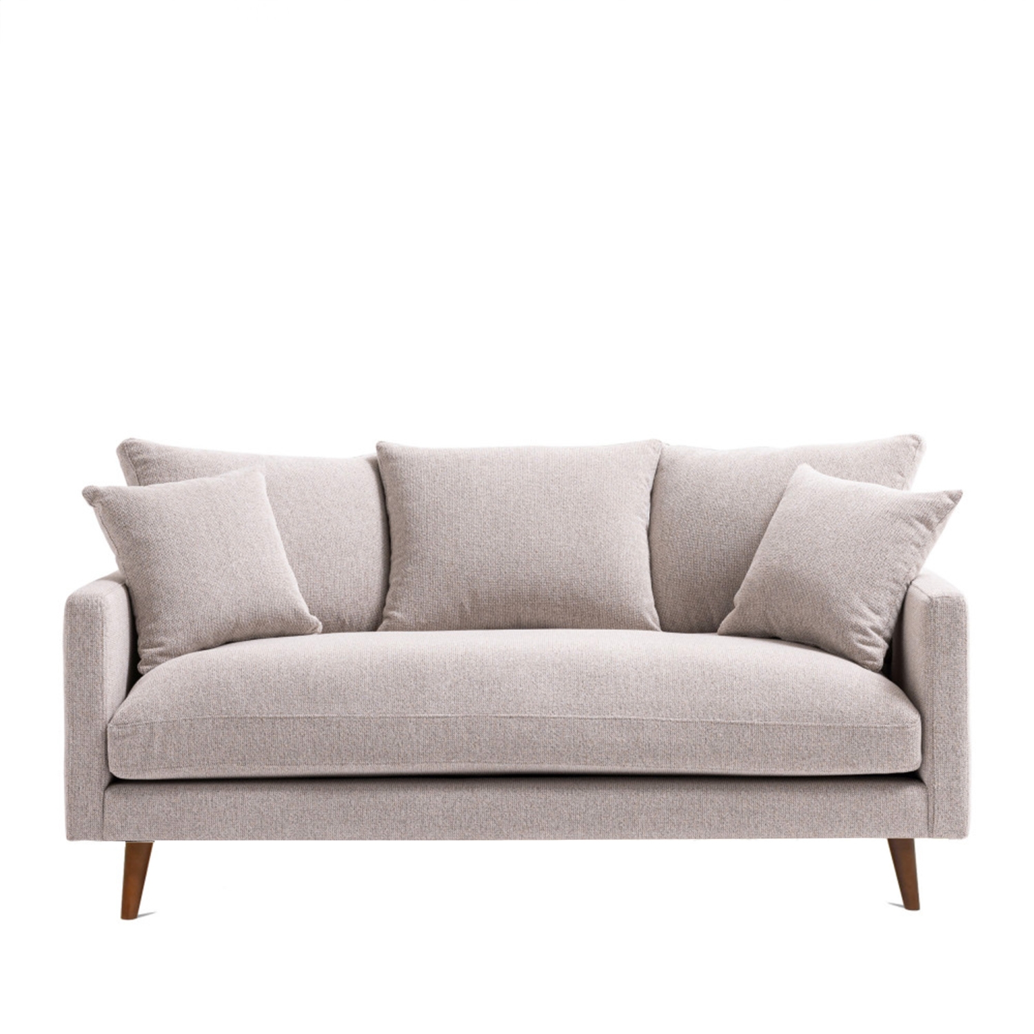 Villabon - Canapé 3 places en tissu pieds bois foncé - Naturel chiné