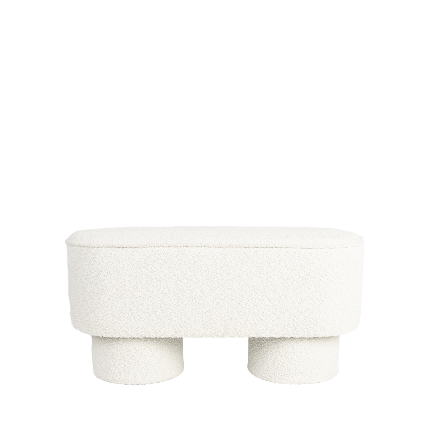 Marcos - Banc arrondi en tissu bouclette L93cm - Blanc