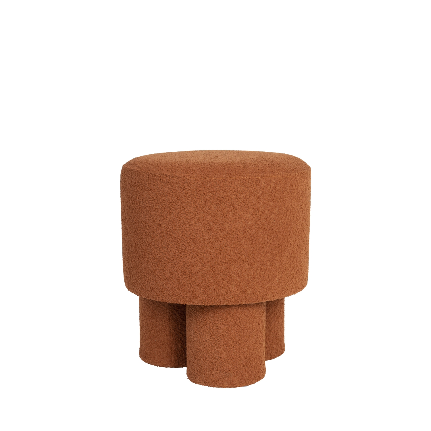 Marcos - Tabouret rond en tissu bouclette ø40cm - Rouille
