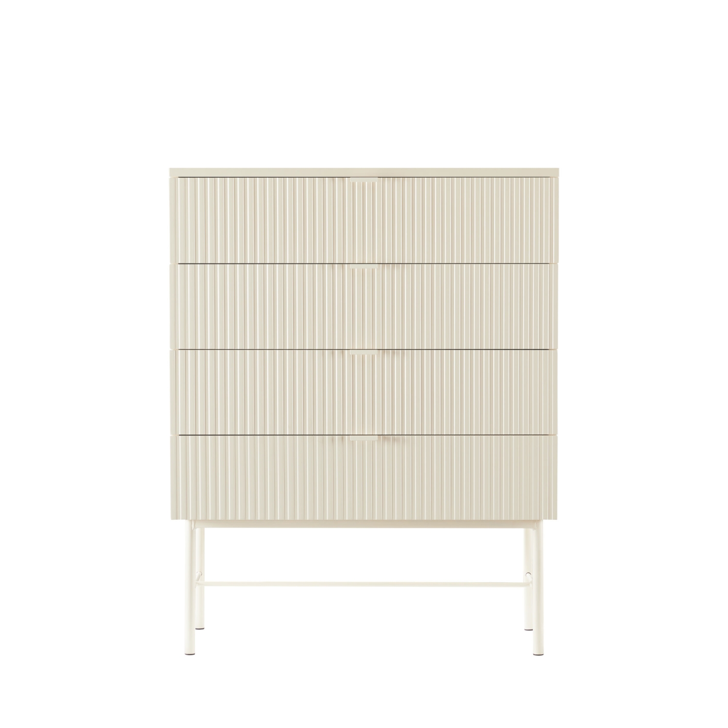 Molly - Commode 4 tiroirs en bois et métal L79cm - Crème