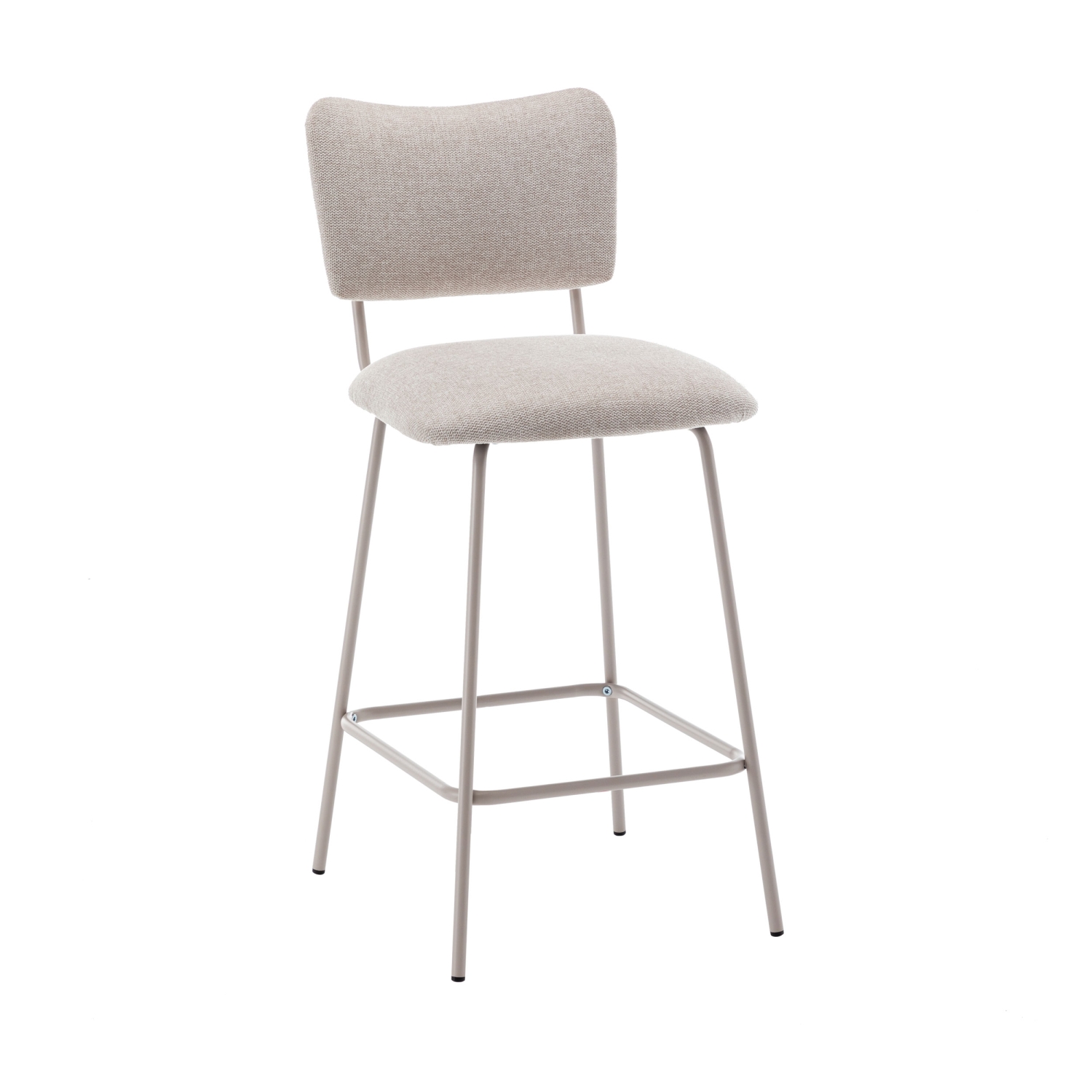Vander - Lot de 2 chaises de bar en tissu et métal pieds beiges H65cm - Beige