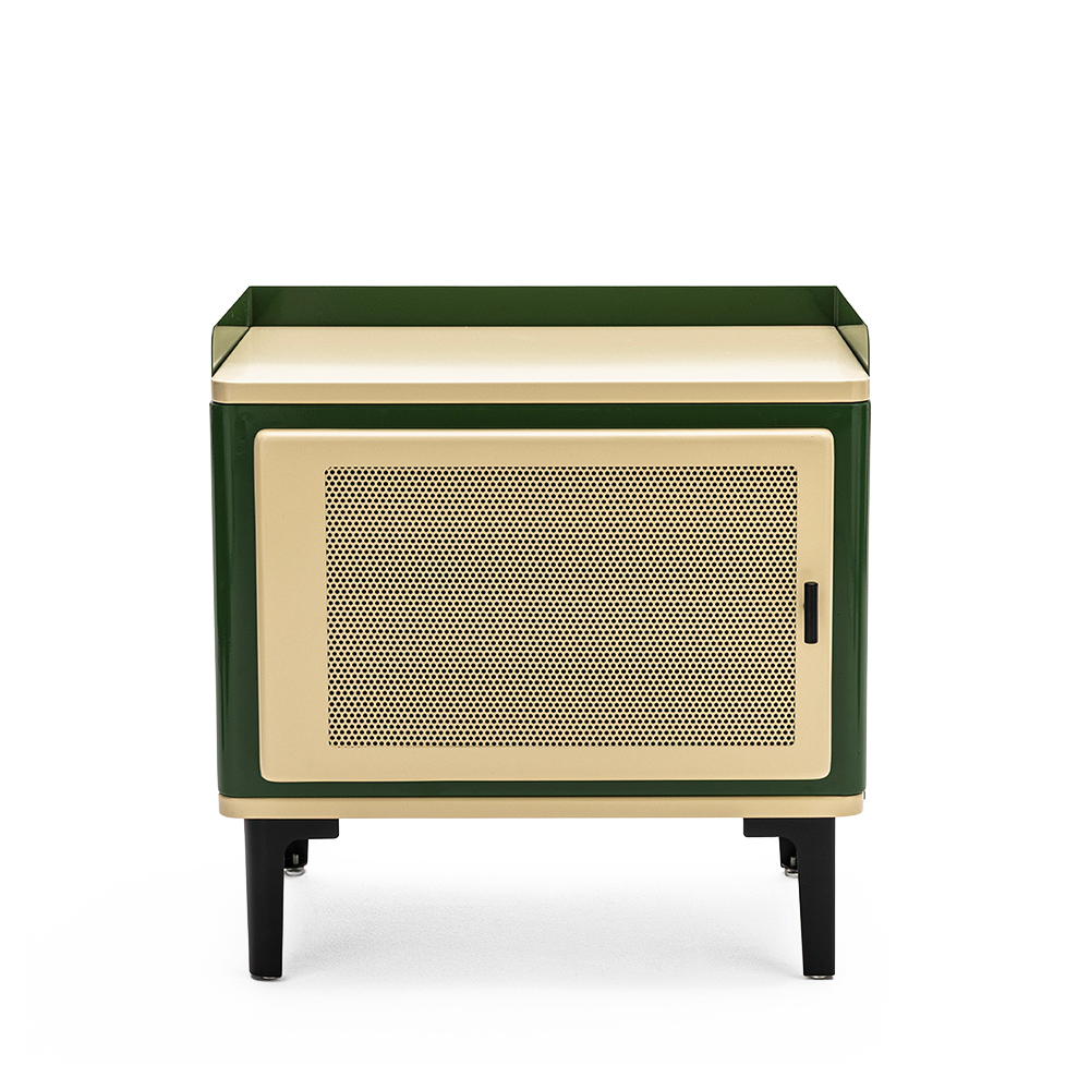 Vintagio - Table de chevet 1 porte en métal - Vert