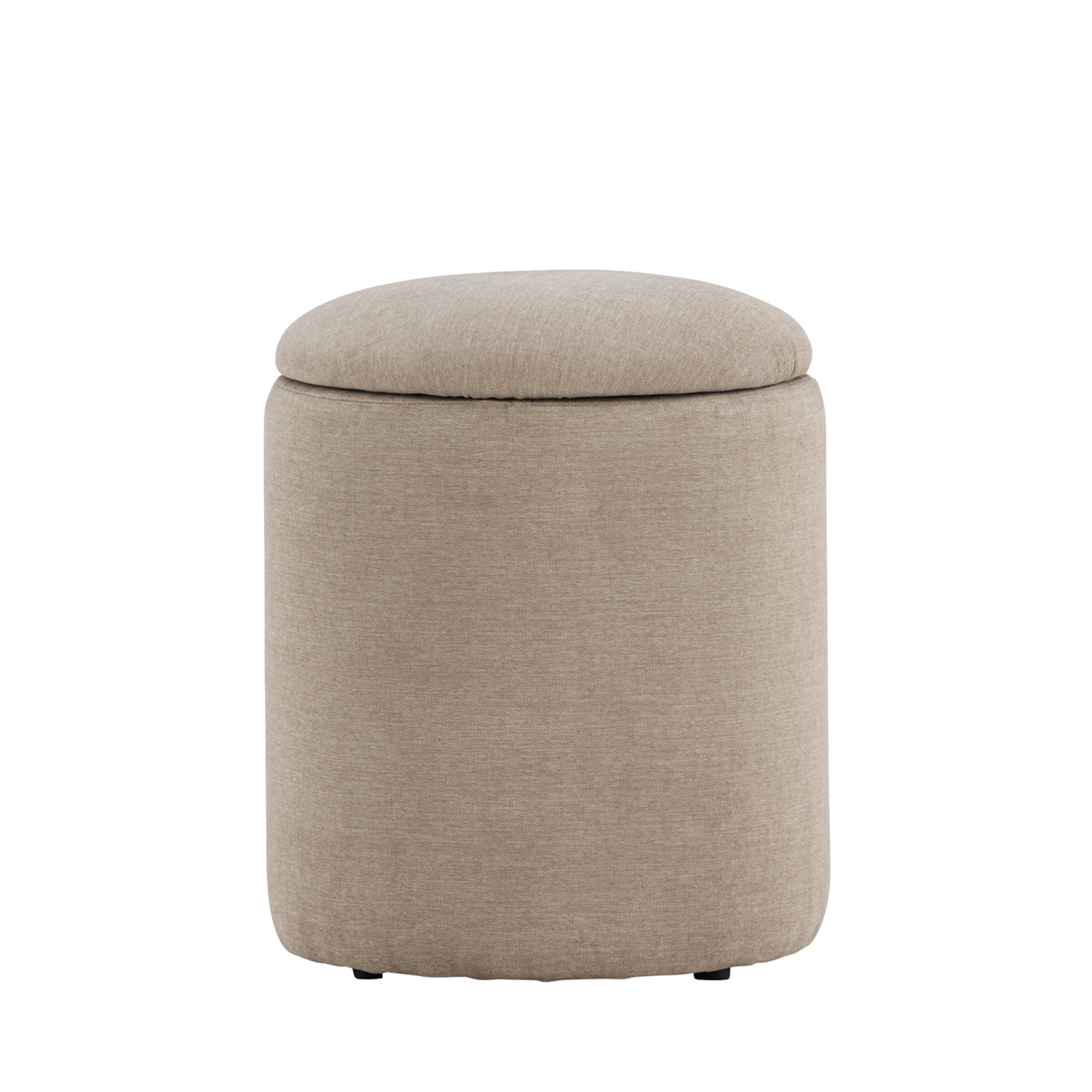 Limpen - Pouf coffre rond en tissu ø32cm - Beige