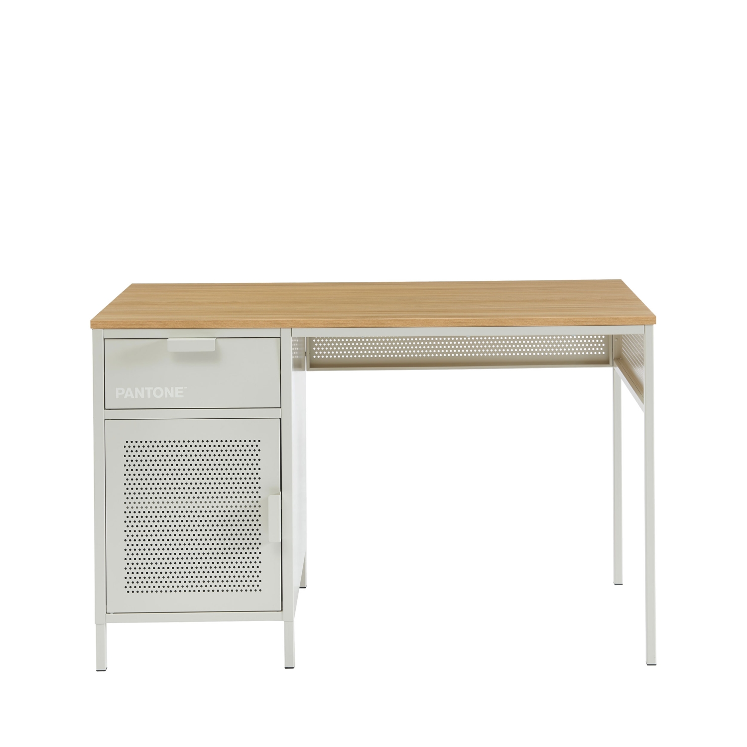 Nino - Bureau 1 porte 1 tiroir en métal PANTONE L120cm - Beige