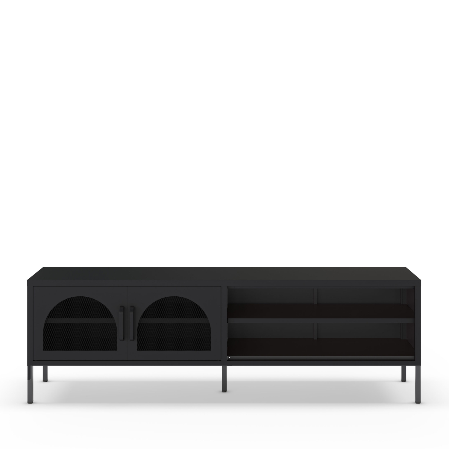 Zio - Meuble TV 2 portes en métal L160cm - Noir