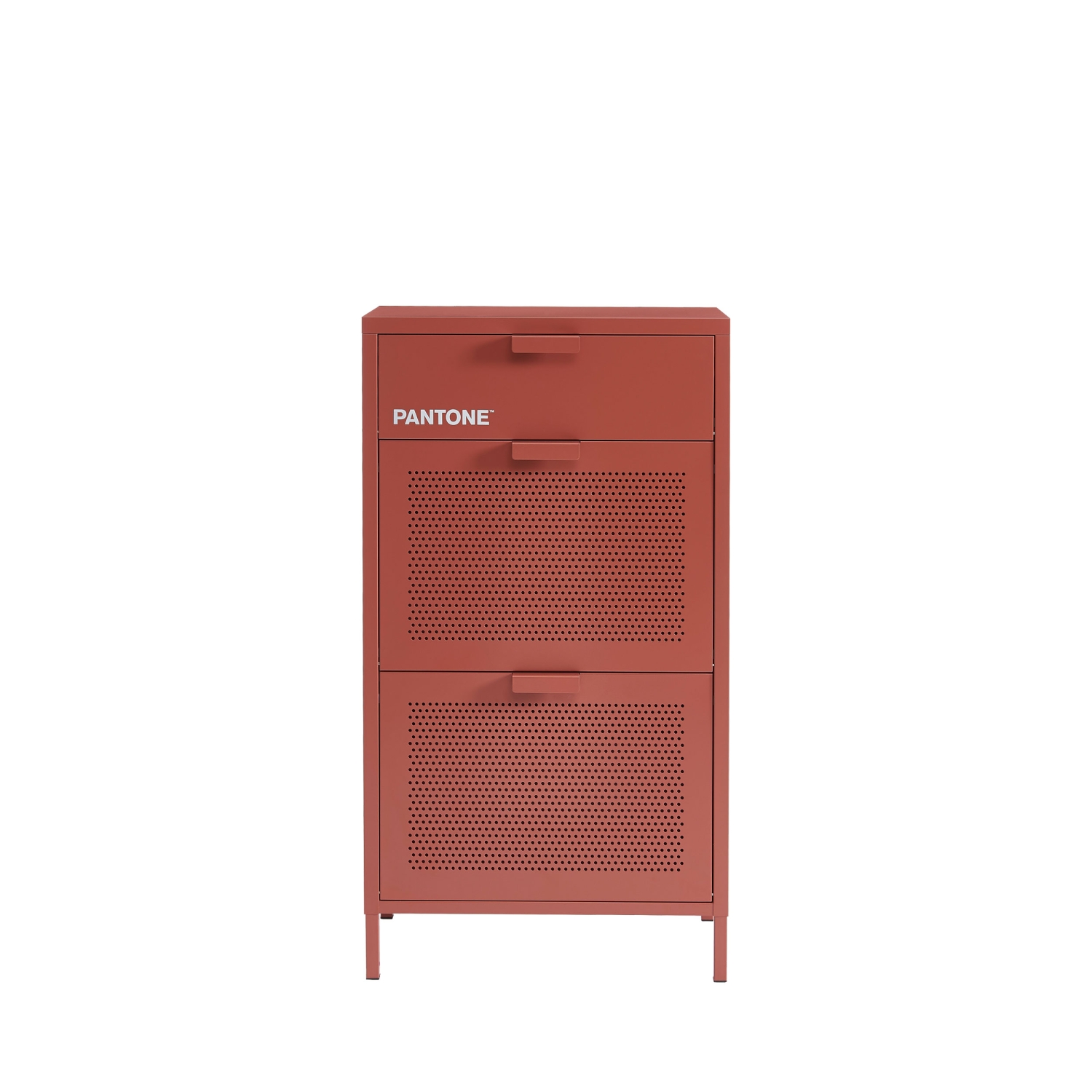 Nino - Meuble à chaussures 2 portes 1 tiroir en métal PANTONE L55cm - Terracotta