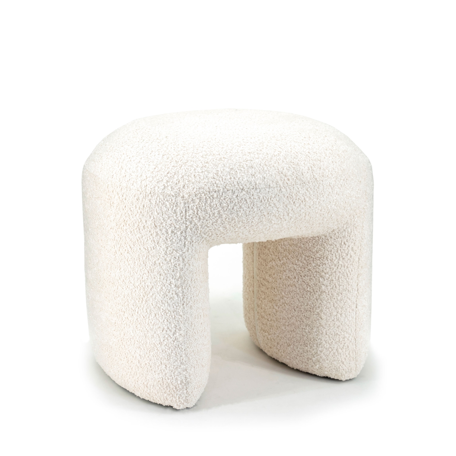 Sahi - Pouf en tissu bouclette - Beige
