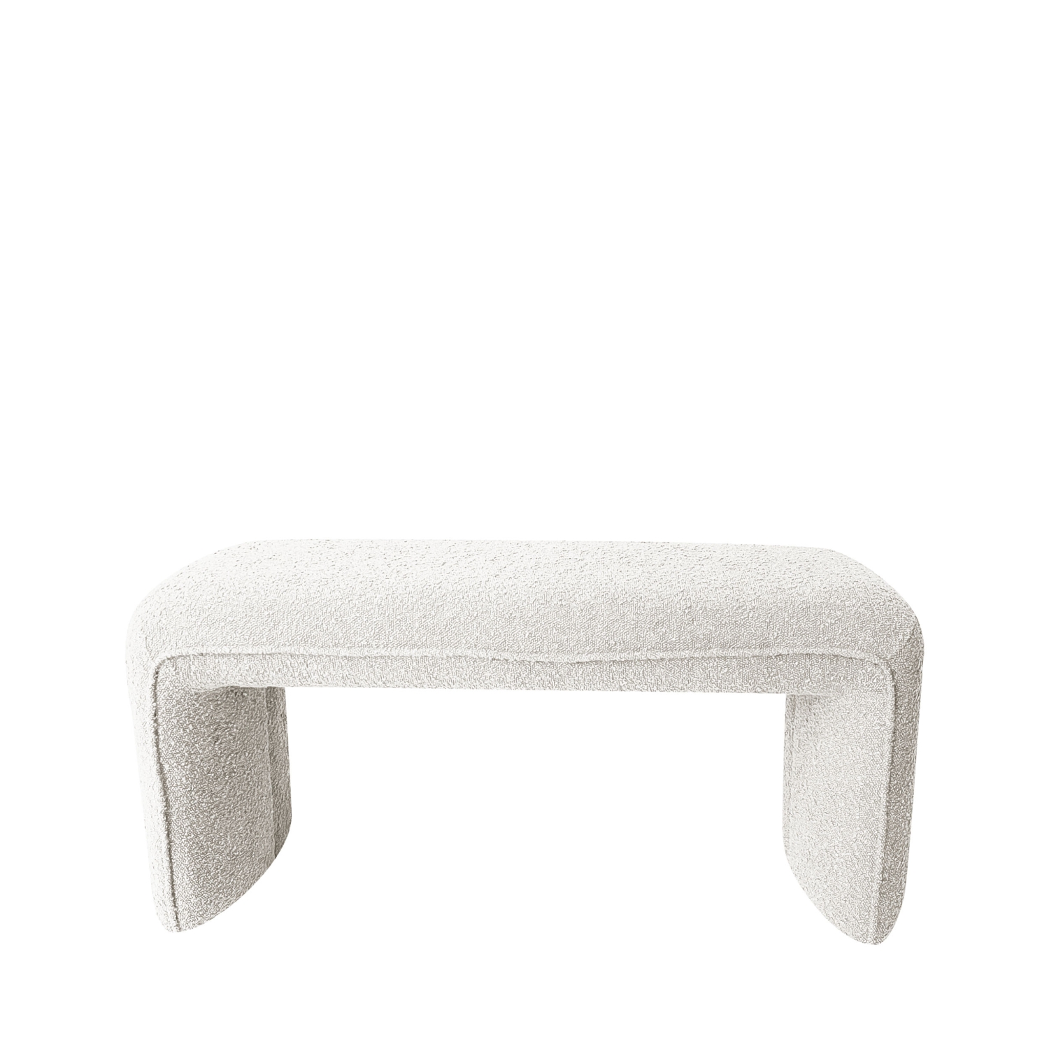 Full XL - Banc rembourré en tissu bouclette L124cm - Blanc