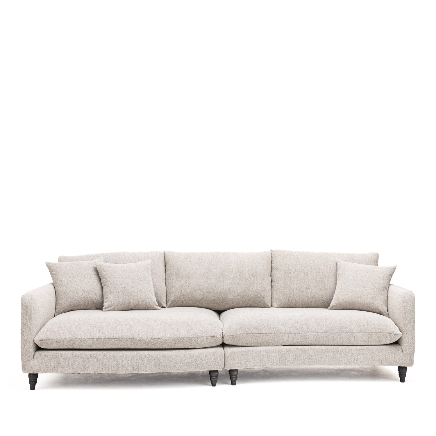 Farrah - Canapé d'angle gauche convertible 5 places en tissu pieds tournés  - Naturel chiné