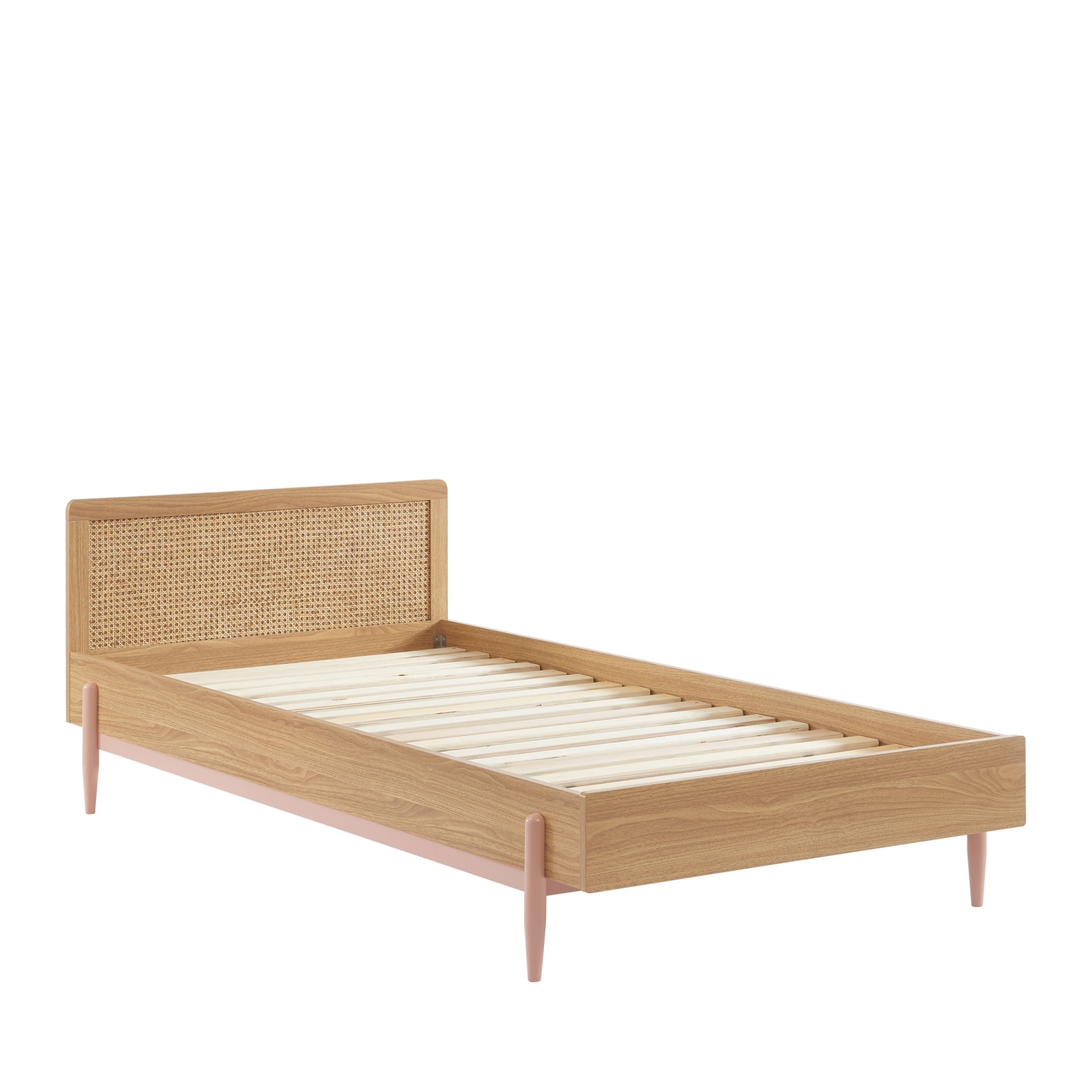 Lilou - Lit enfant simple en bois 90x190cm - Rose
