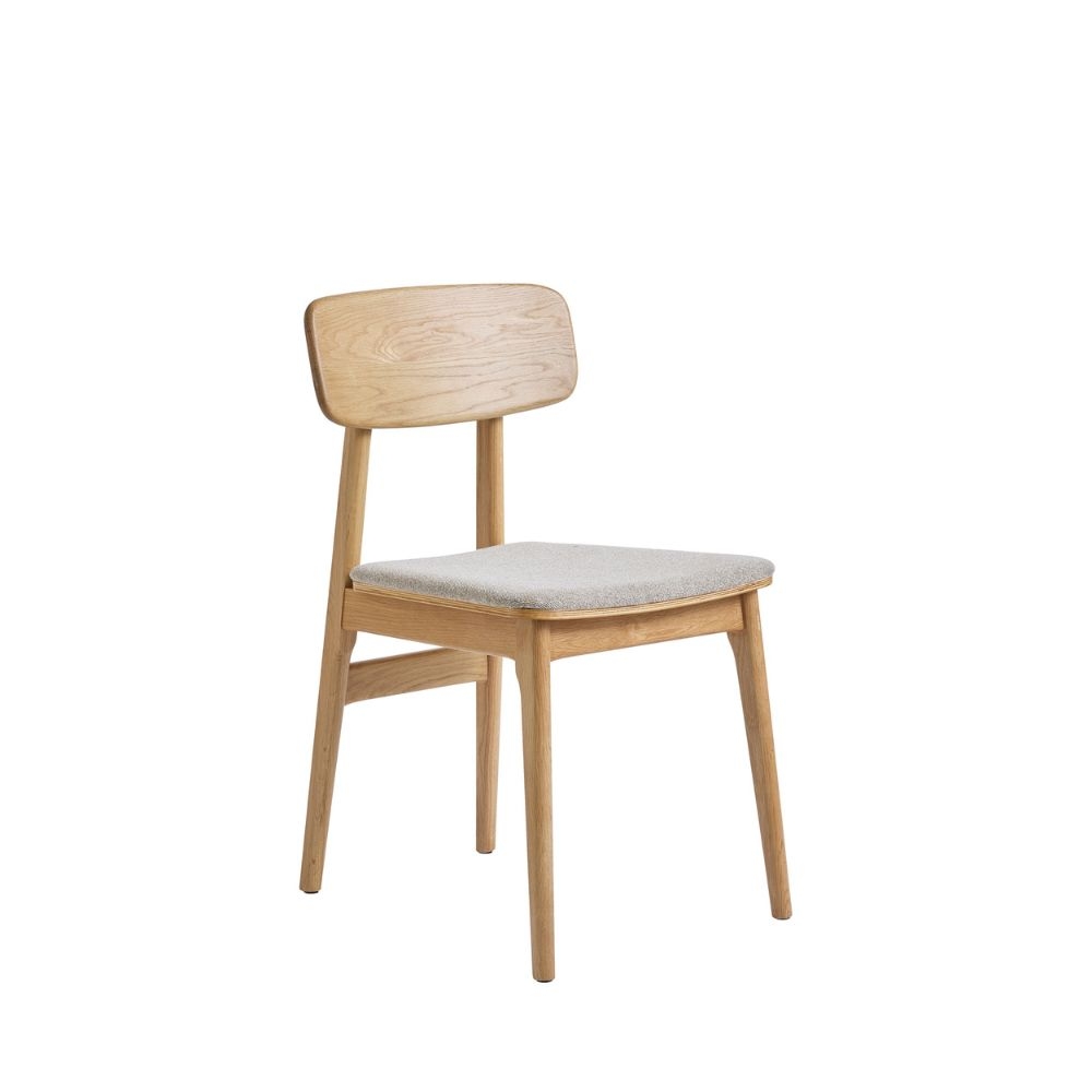 Orr - Lot de 2 chaises en tissu et bois - Beige