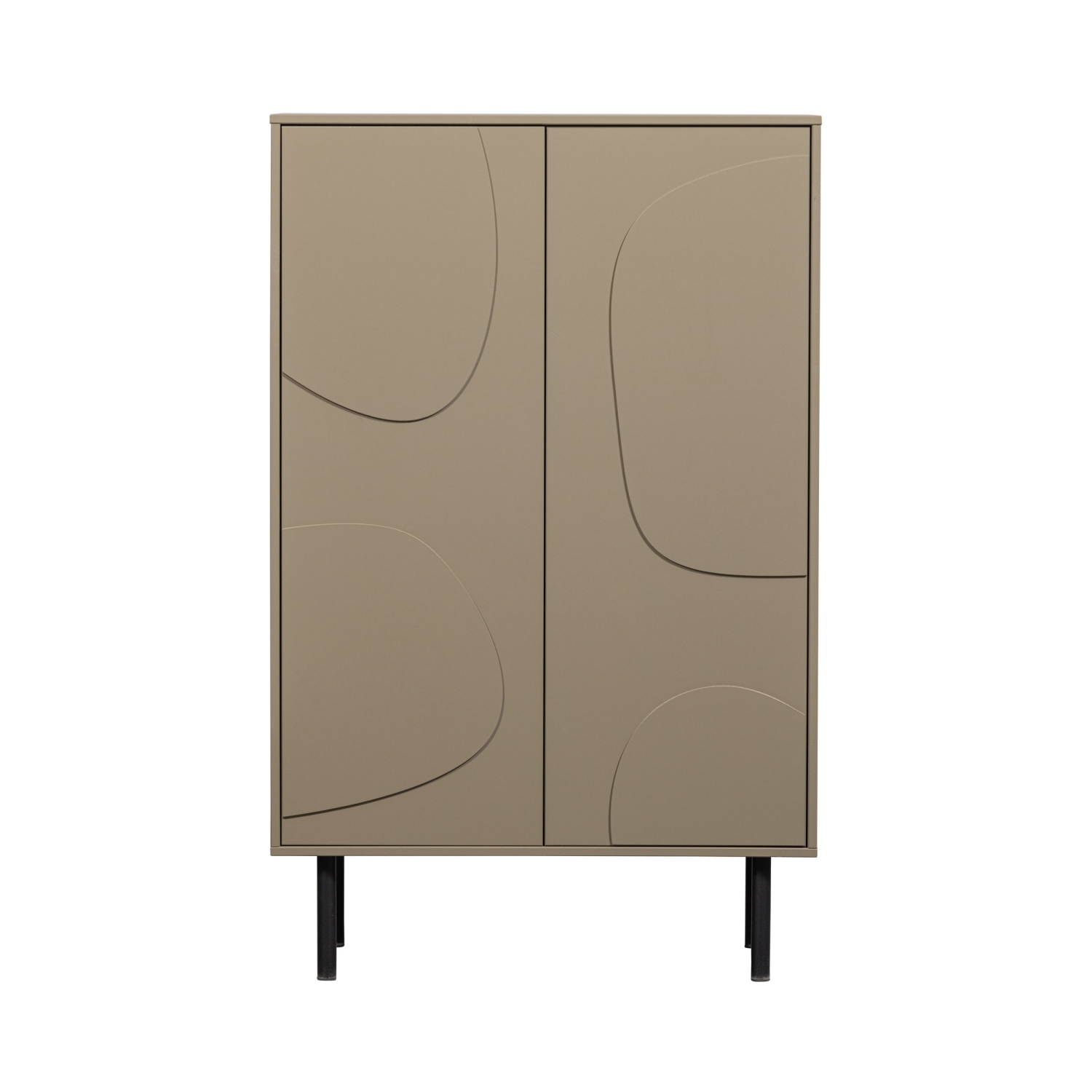 Cadiz - Buffet haut 2 portes en bois H135cm - Beige