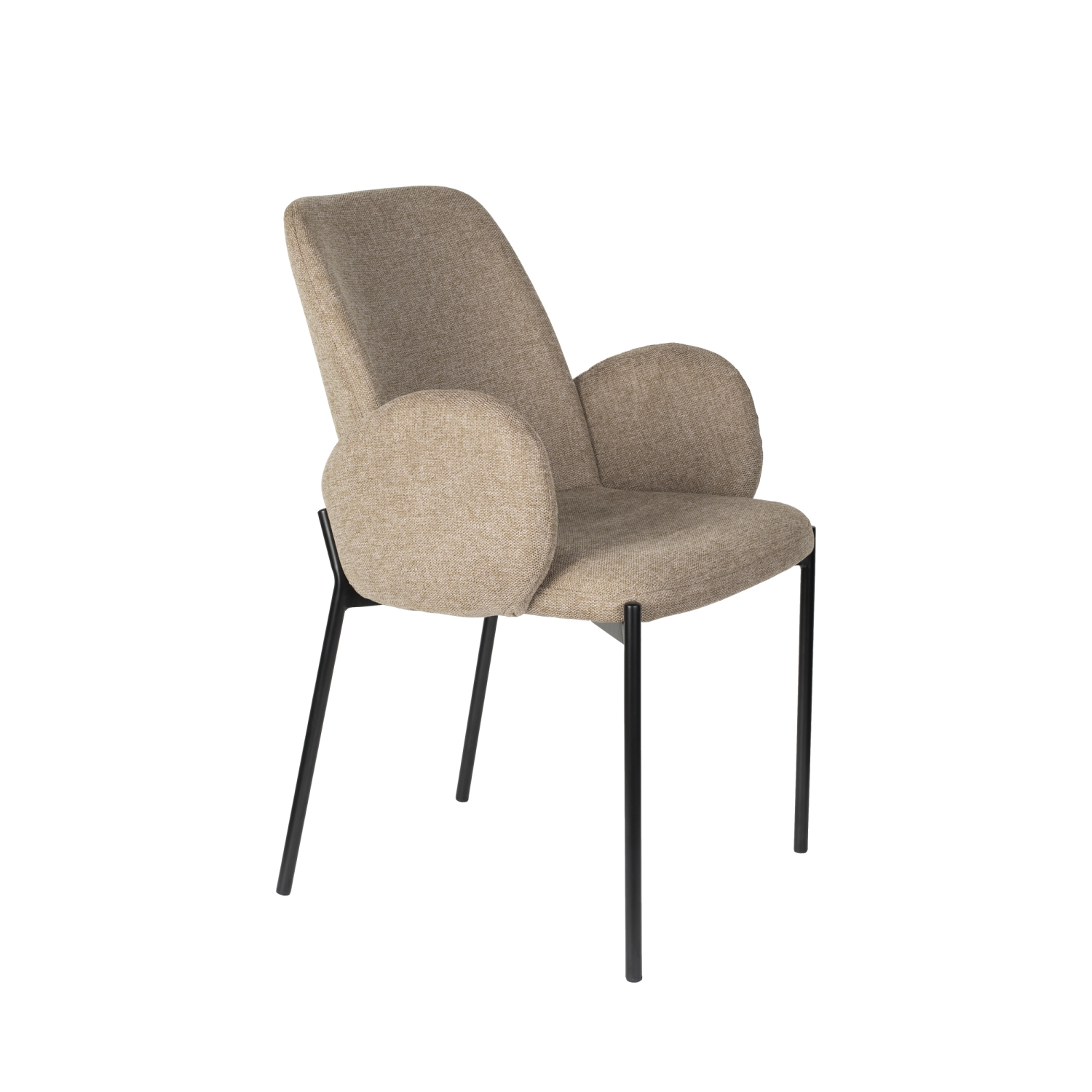 Tjarda - Lot de 2 fauteuils de table en tissu et métal - Taupe