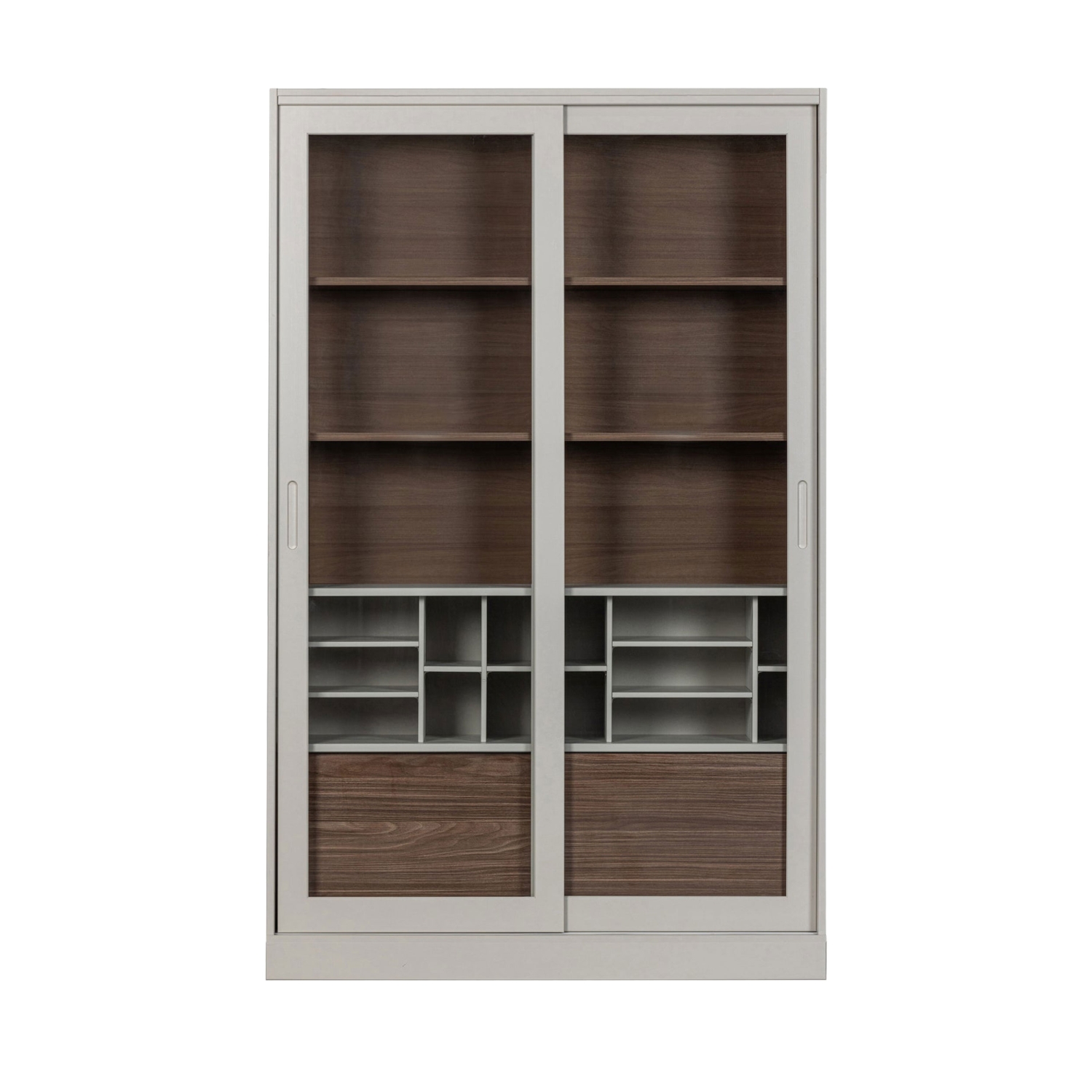 James - Vitrine 2 portes en bois H200cm - Grège