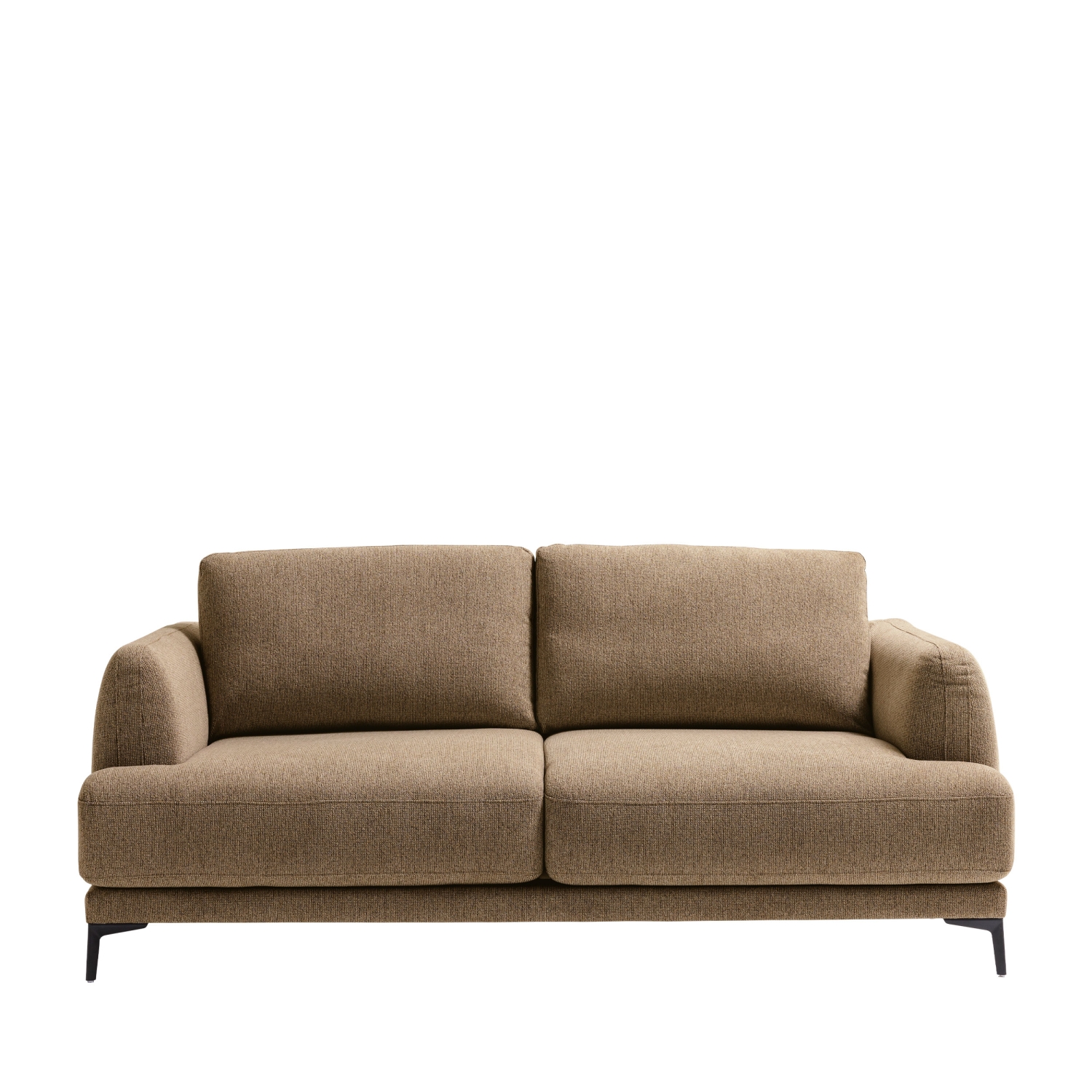 Kinna - Canapé droit 3 places en tissu et pieds en métal - Caramel chiné