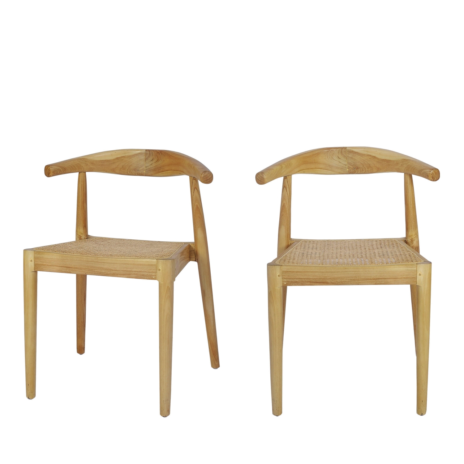 Bunga - Lot de 2 chaises en teck et cannage - Bois clair