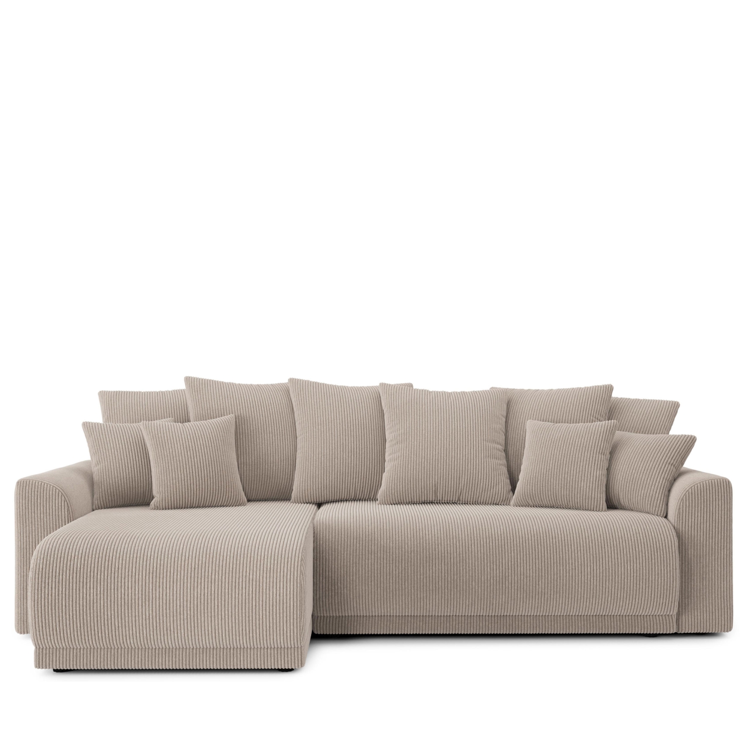 Chloé - Canapé d'angle réversible convertible 4 places en velours côtelé avec coffre - Taupe