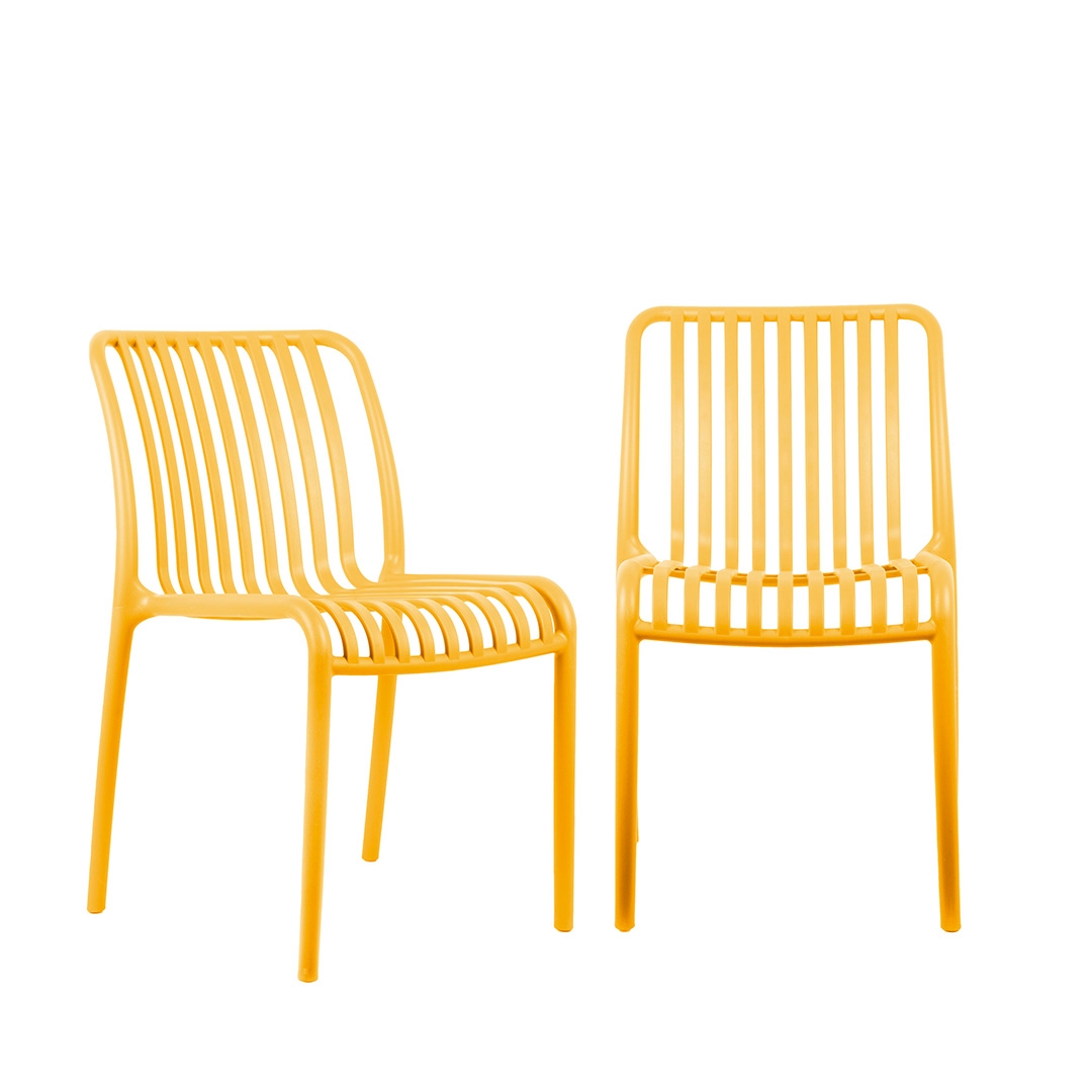 Glee - Lot de 2 chaises intérieur et extérieur en plastique - Jaune