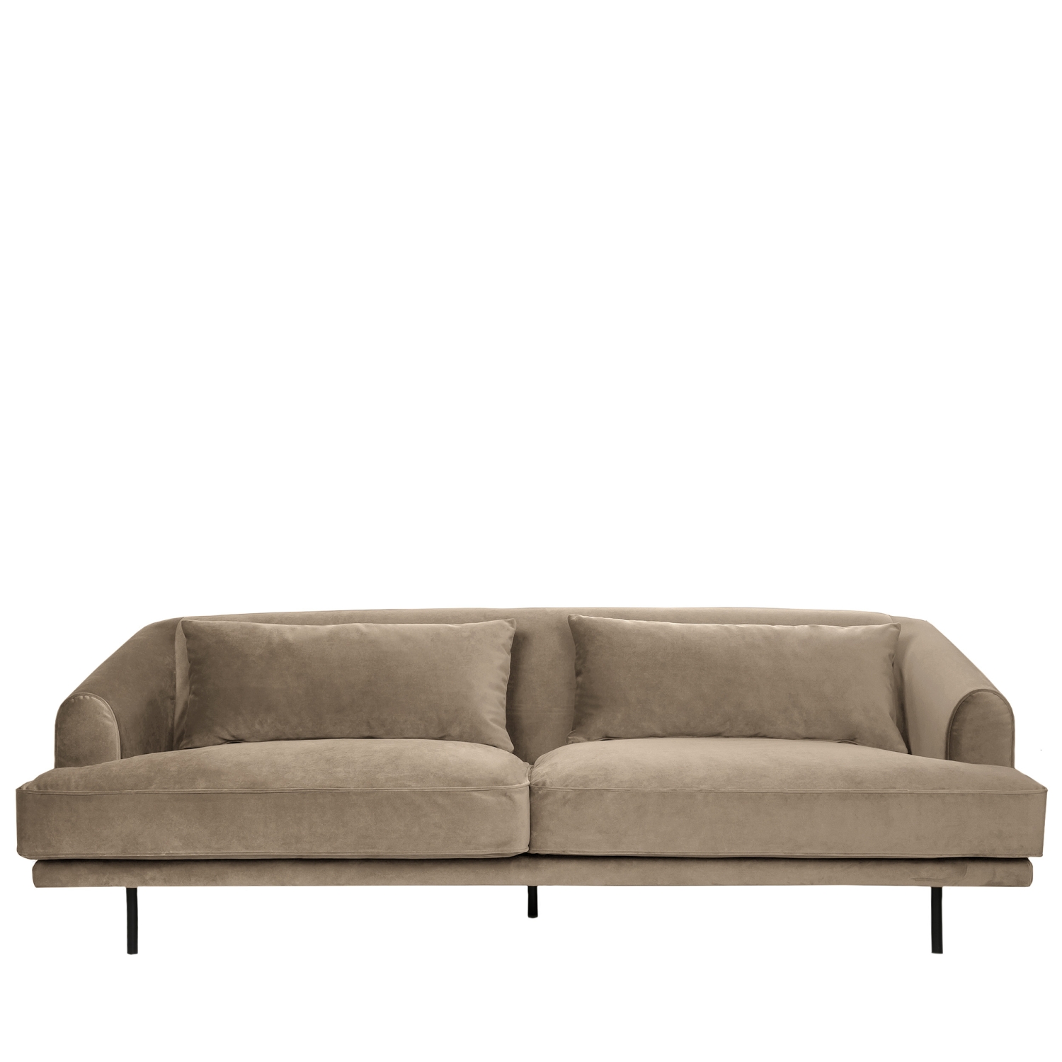 Winsen - Canapé 4 places en velours pieds droits en métal - Beige