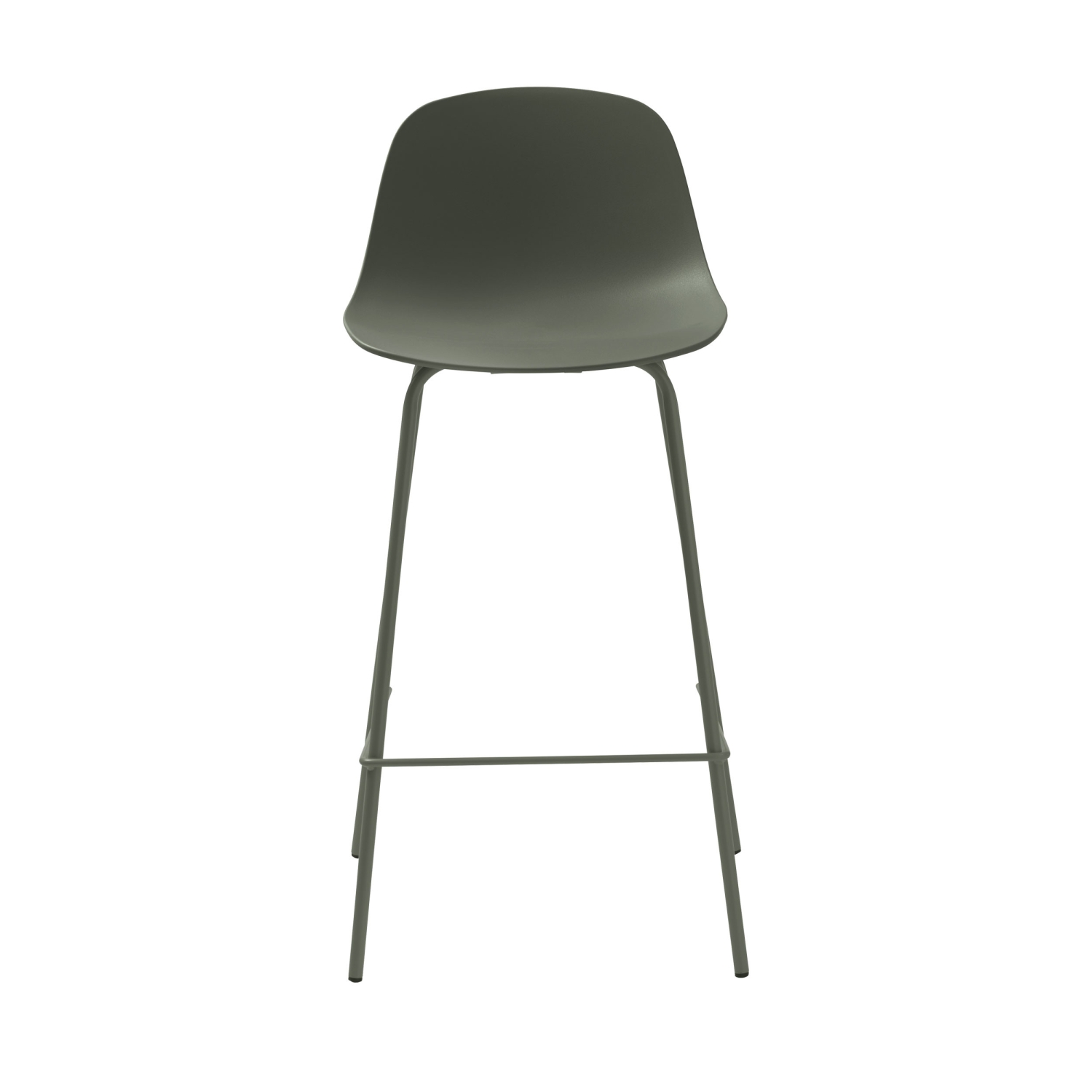 Hel - Lot de 2 chaises de bar en plastique et métal H67,5cm : Couleur - Vert kaki