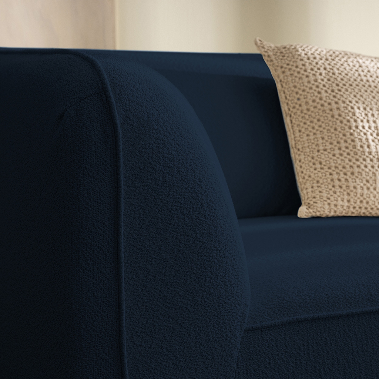 Noor - Chauffeuse pour canapé modulable en tissu bouclette - Bleu marine