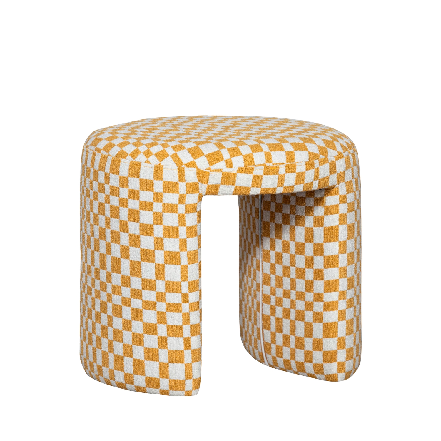 Charlie - Pouf damiers en tissu - Jaune